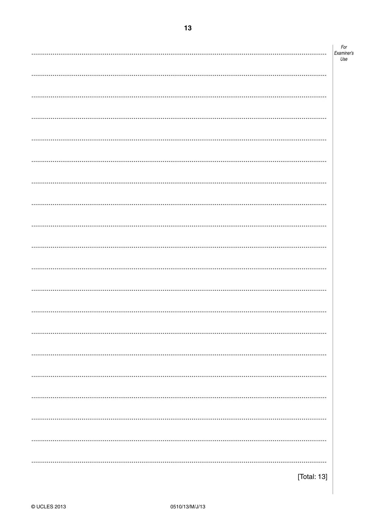 Cambridge IGCSE English - Second Language (oral endorsement) 0510 2013 May/June Paper 1 · Variant 3 question paper, page 13 of 16