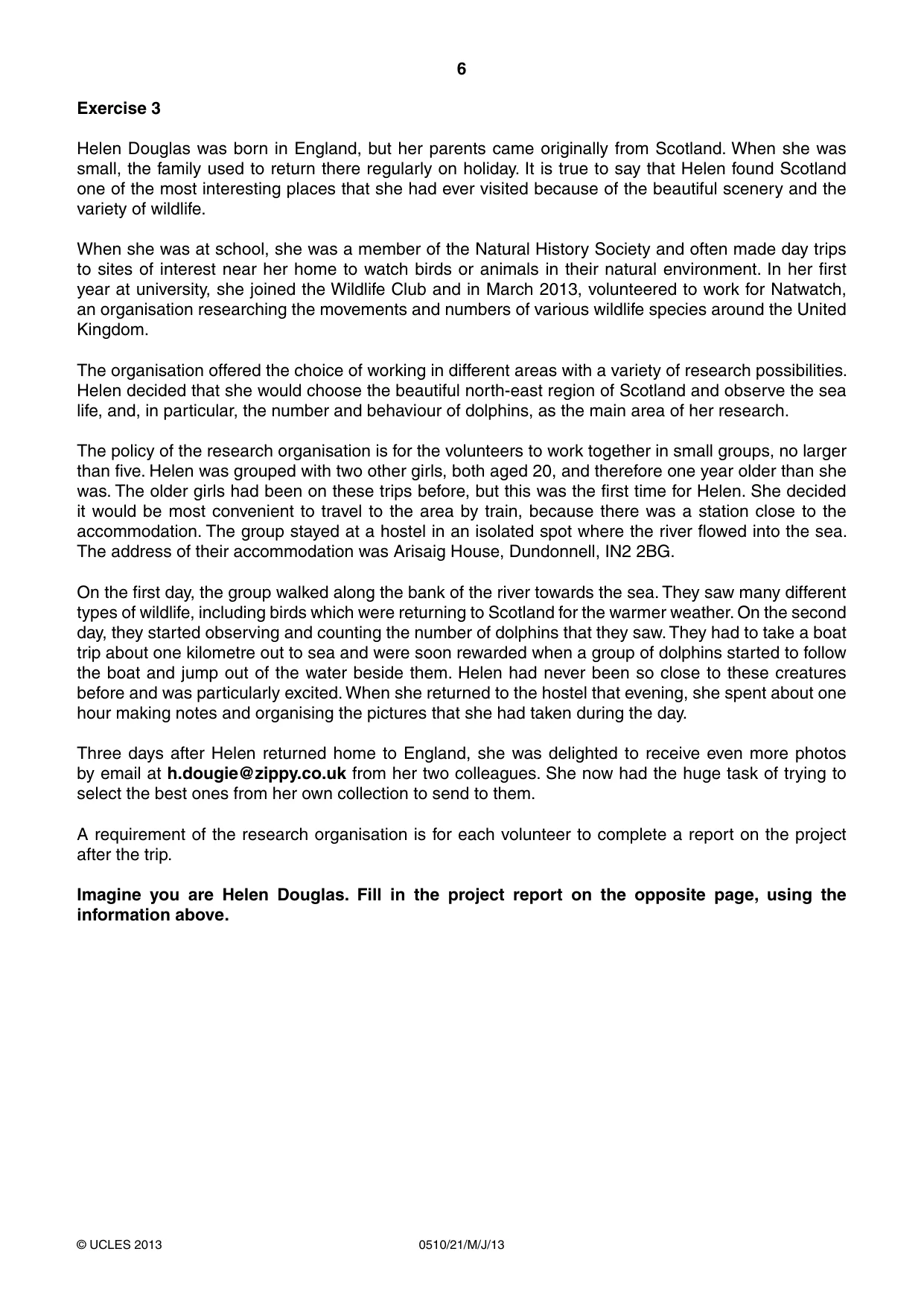 Cambridge IGCSE English - Second Language (oral endorsement) 0510 2013 May/June Paper 2 · Variant 1 question paper, page 6 of 16