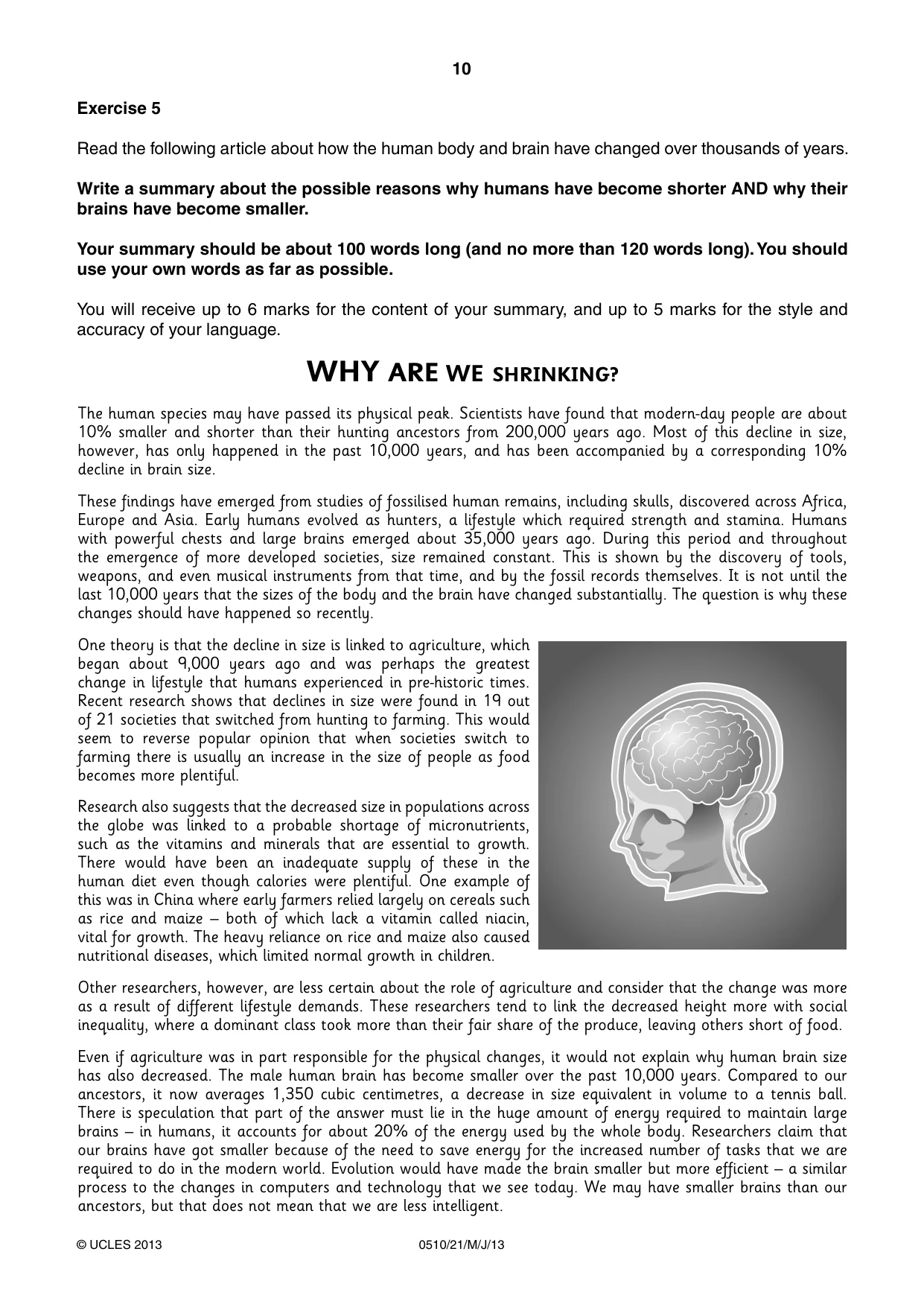 Cambridge IGCSE English - Second Language (oral endorsement) 0510 2013 May/June Paper 2 · Variant 1 question paper, page 10 of 16
