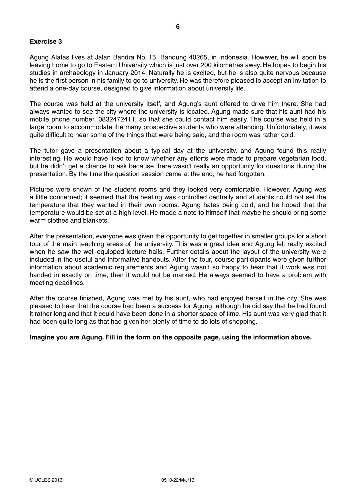 Cambridge IGCSE English - Second Language (oral endorsement) 0510 2013 May/June Paper 2 · Variant 2 question paper, page 6 of 16