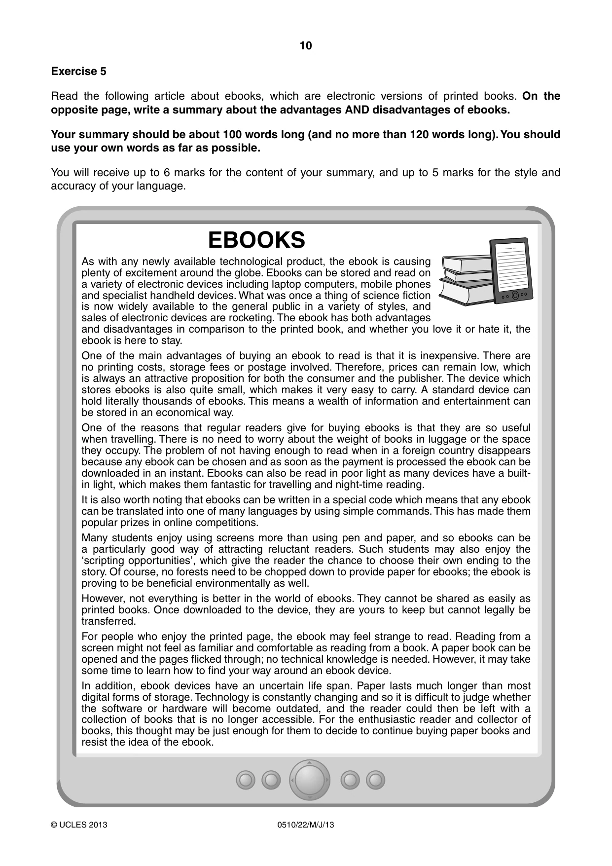 Cambridge IGCSE English - Second Language (oral endorsement) 0510 2013 May/June Paper 2 · Variant 2 question paper, page 10 of 16