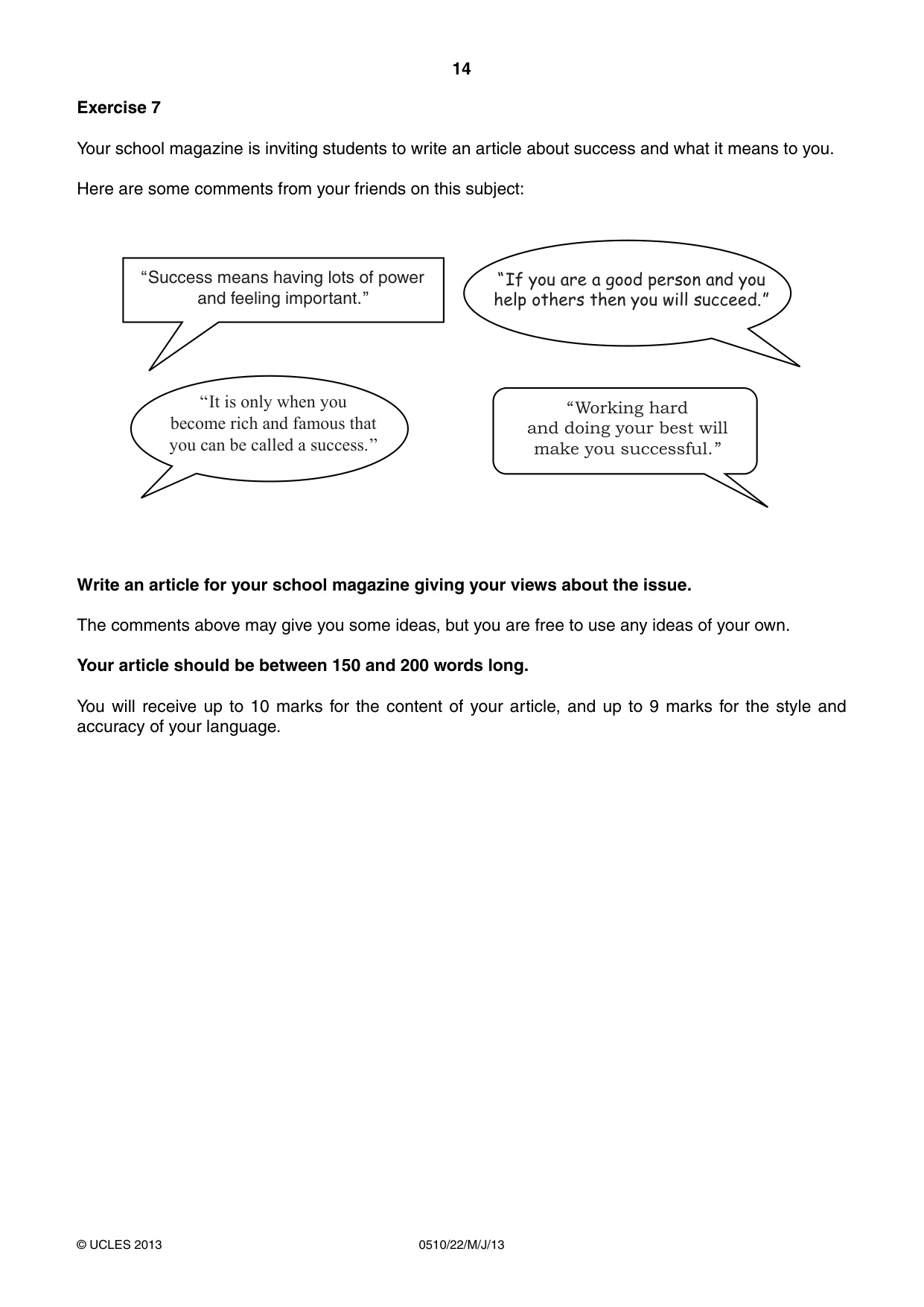 Cambridge IGCSE English - Second Language (oral endorsement) 0510 2013 May/June Paper 2 · Variant 2 question paper, page 14 of 16