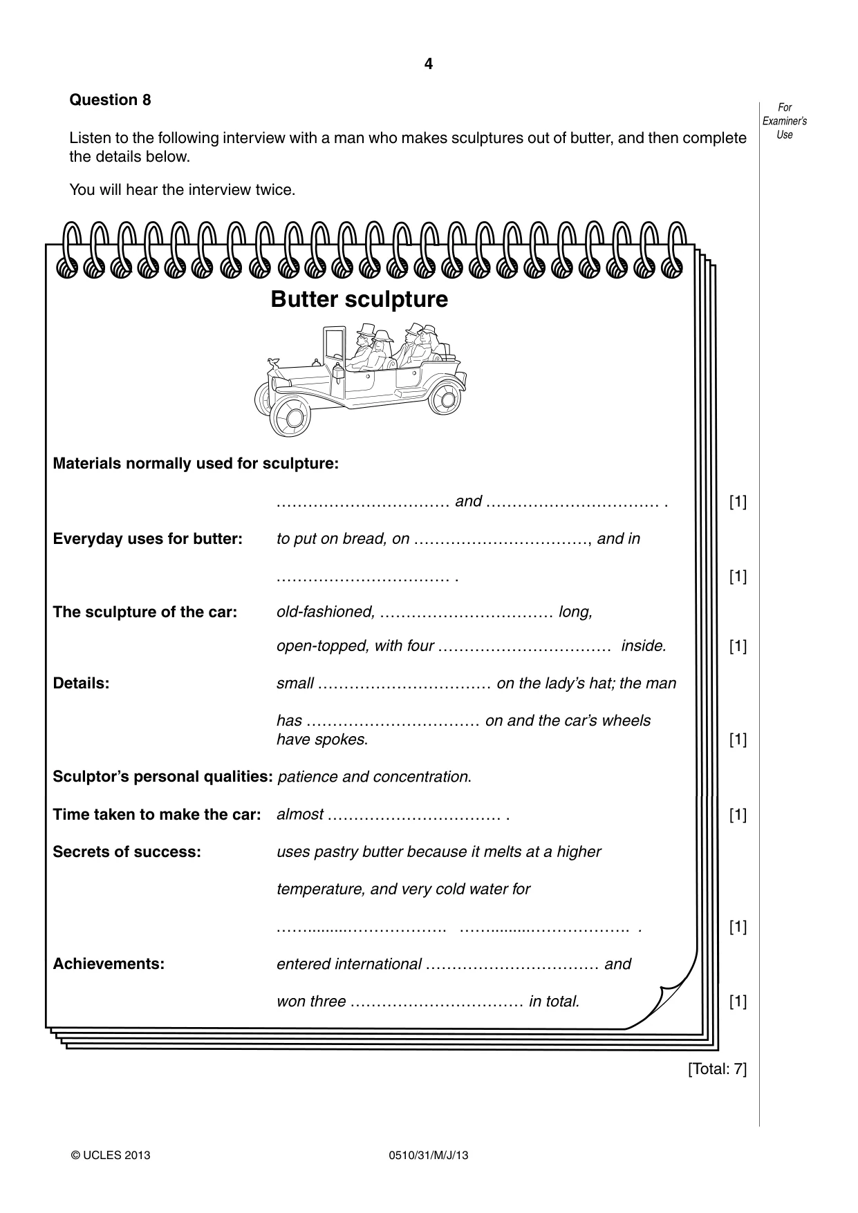 Cambridge IGCSE English - Second Language (oral endorsement) 0510 2013 May/June Paper 3 · Variant 1 question paper, page 4 of 8