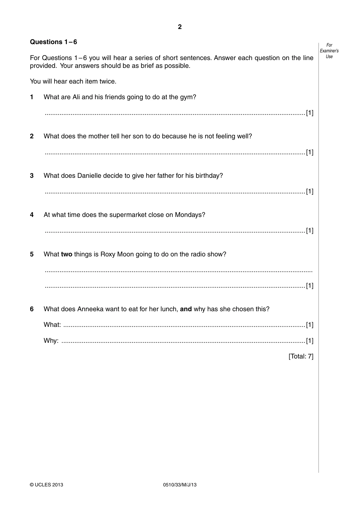 Cambridge IGCSE English - Second Language (oral endorsement) 0510 2013 May/June Paper 3 · Variant 3 question paper, page 2 of 8