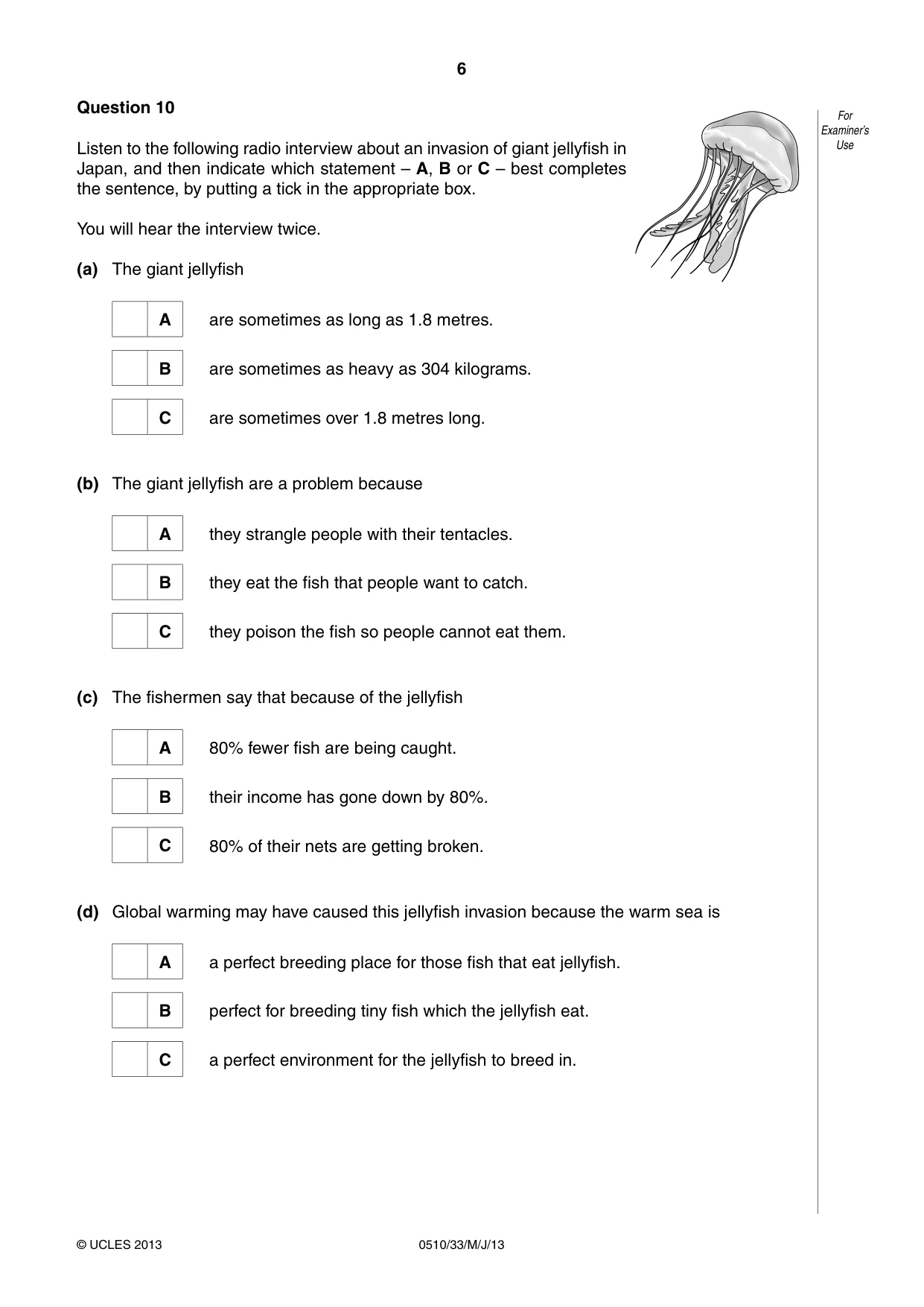 Cambridge IGCSE English - Second Language (oral endorsement) 0510 2013 May/June Paper 3 · Variant 3 question paper, page 6 of 8