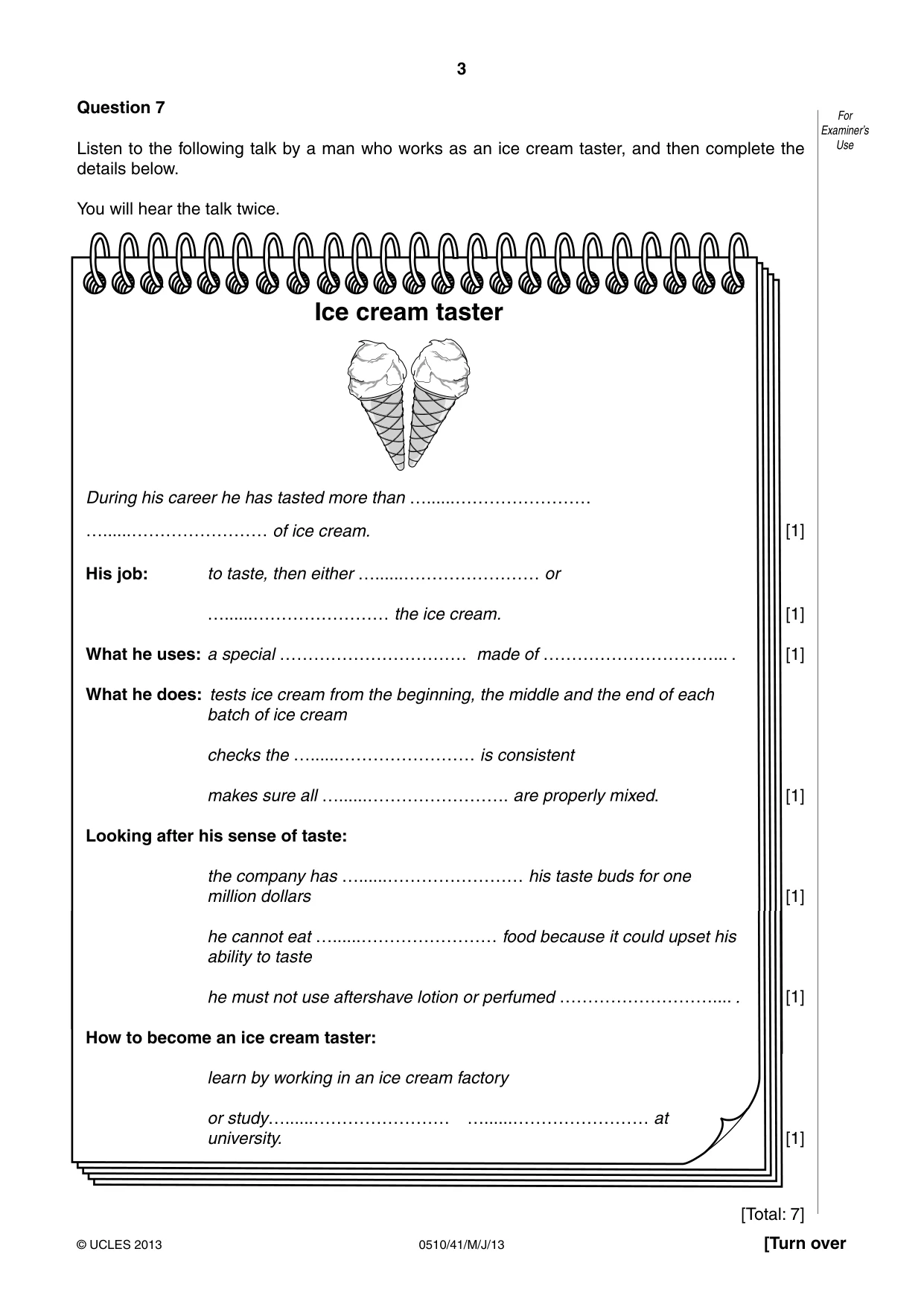 Cambridge IGCSE English - Second Language (oral endorsement) 0510 2013 May/June Paper 4 · Variant 1 question paper, page 3 of 8