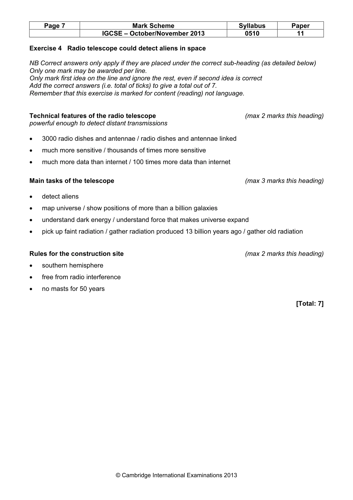 Mark scheme, page 7 of 11