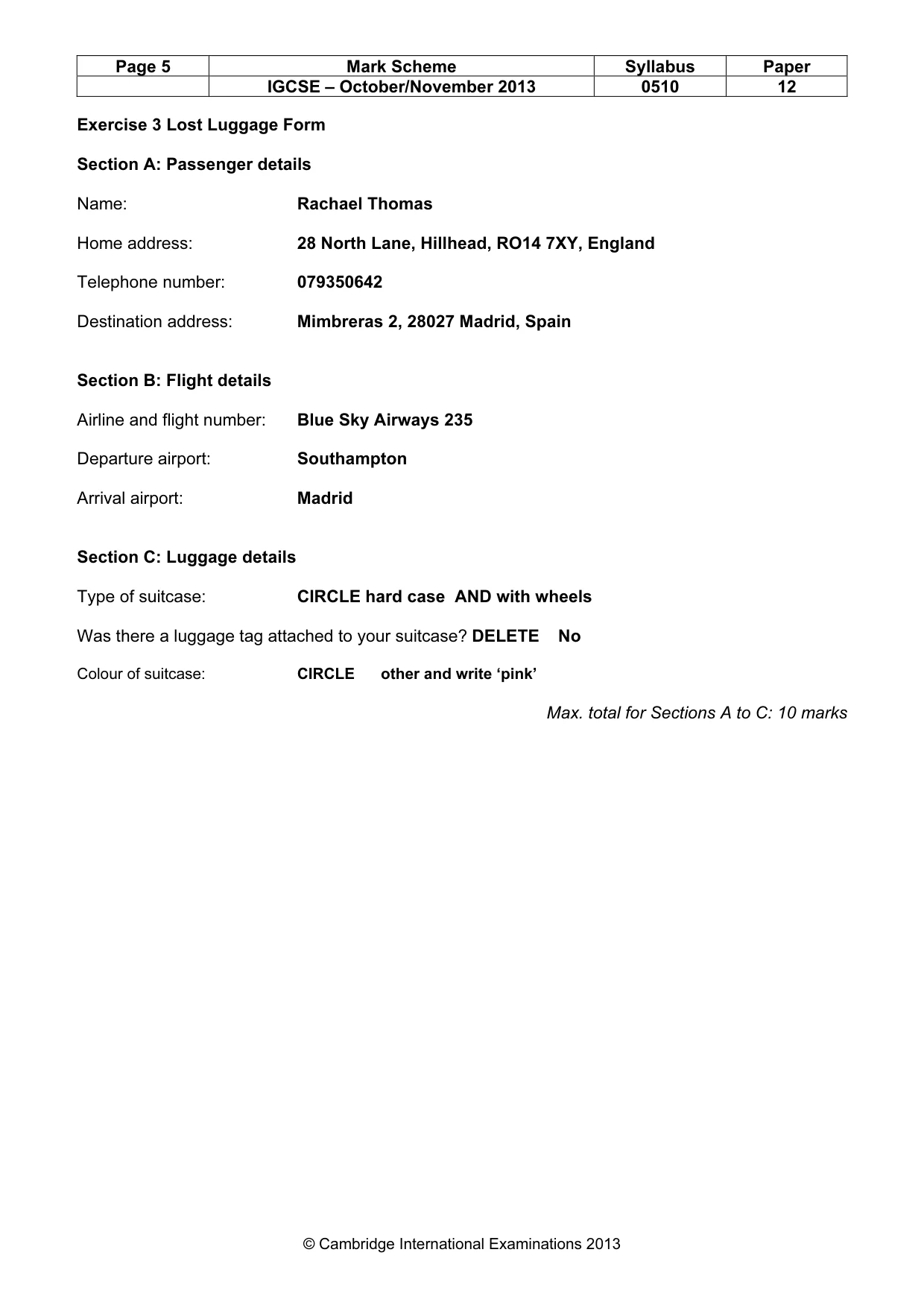 Mark scheme, page 5 of 11
