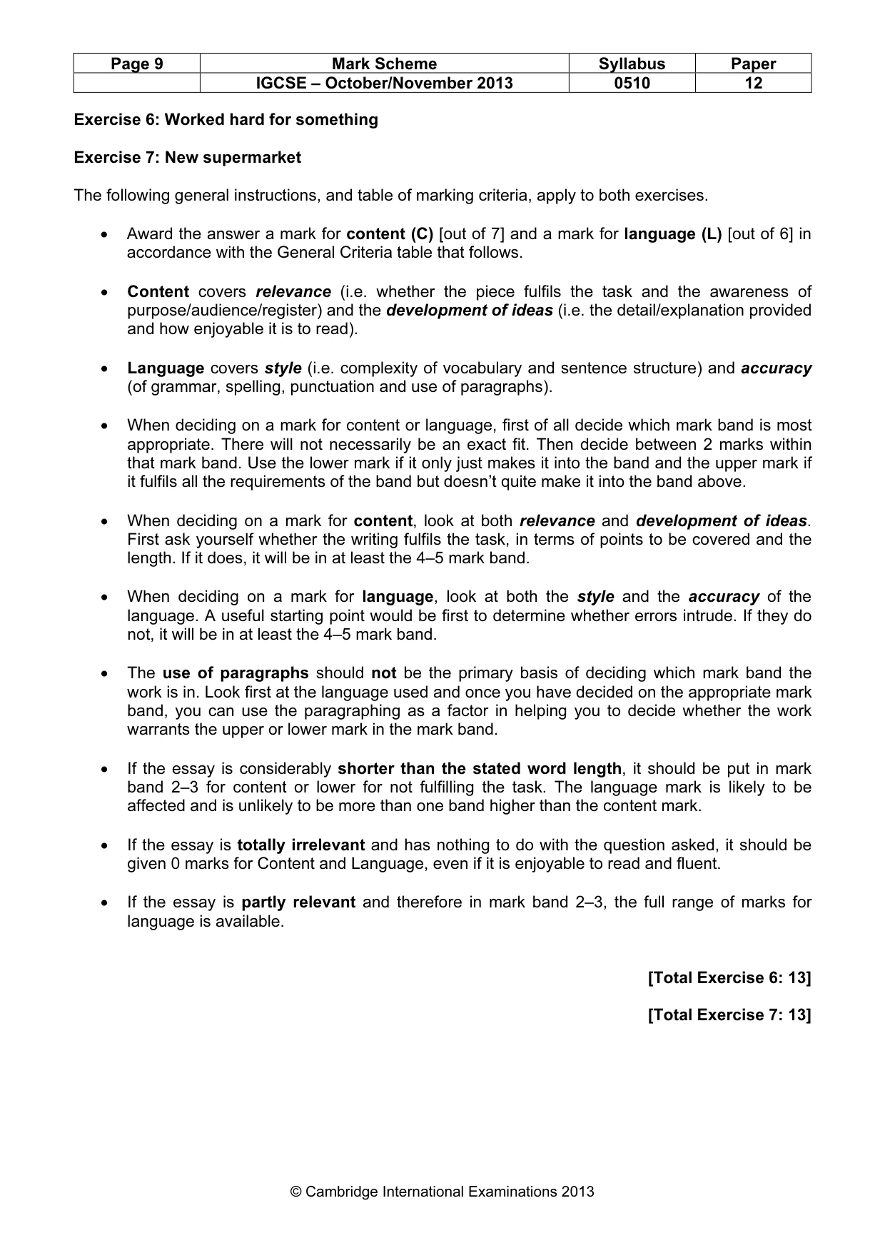 Mark scheme, page 9 of 11