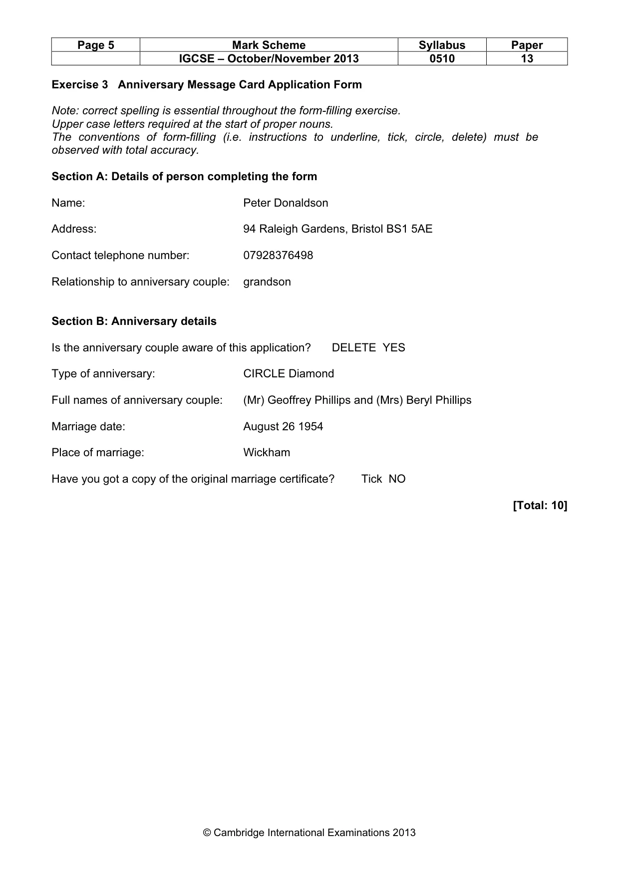 Mark scheme, page 5 of 11
