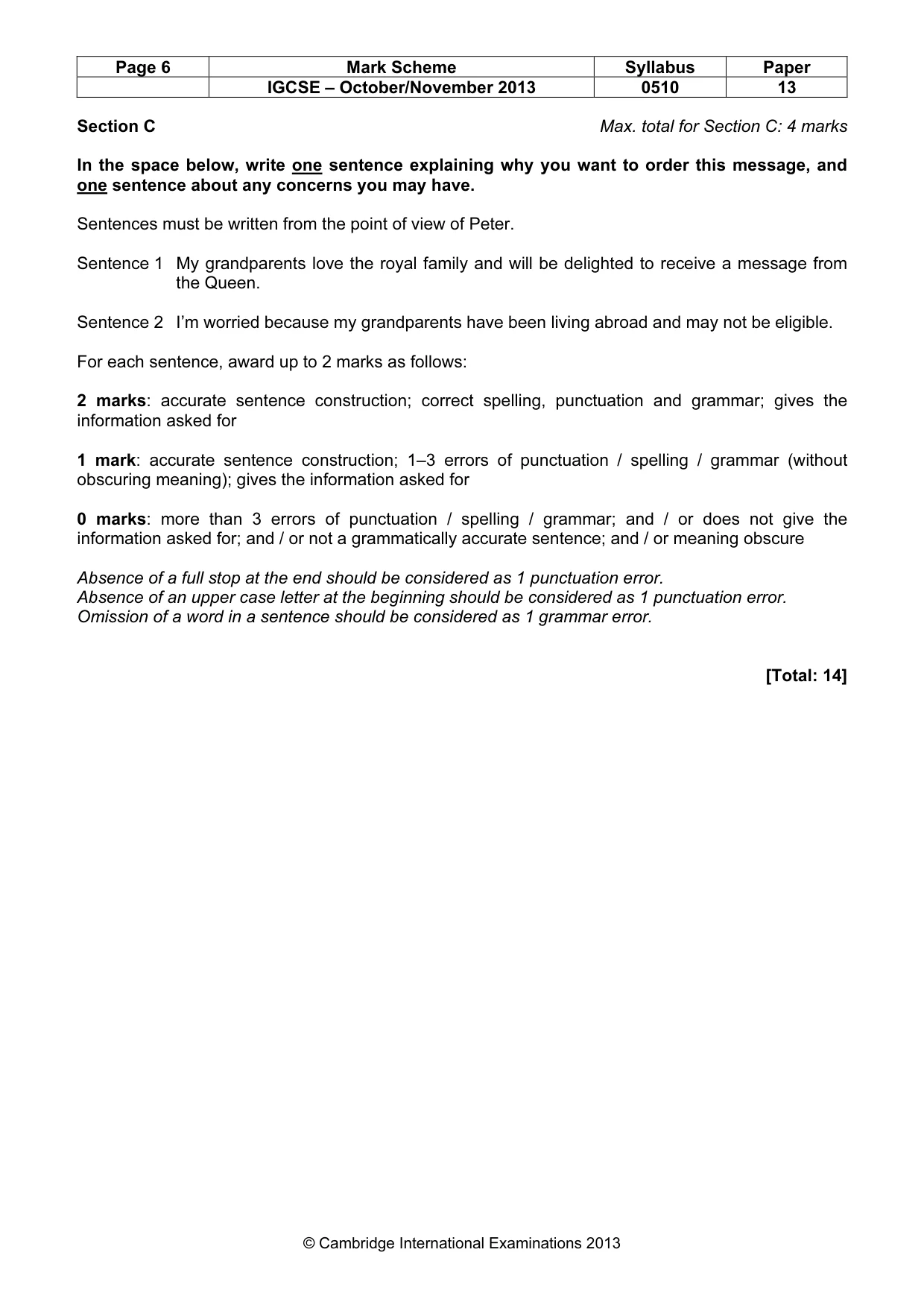 Mark scheme, page 6 of 11