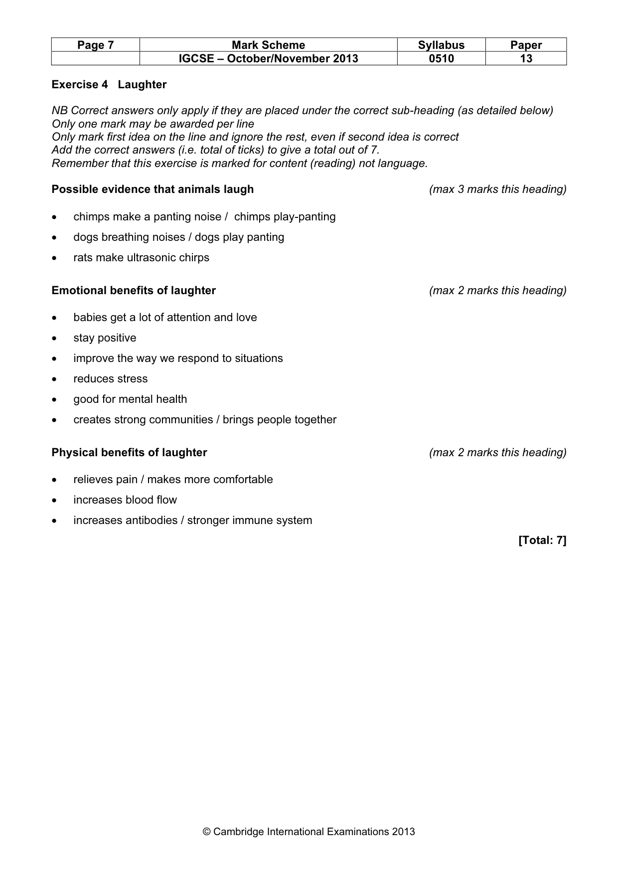 Mark scheme, page 7 of 11
