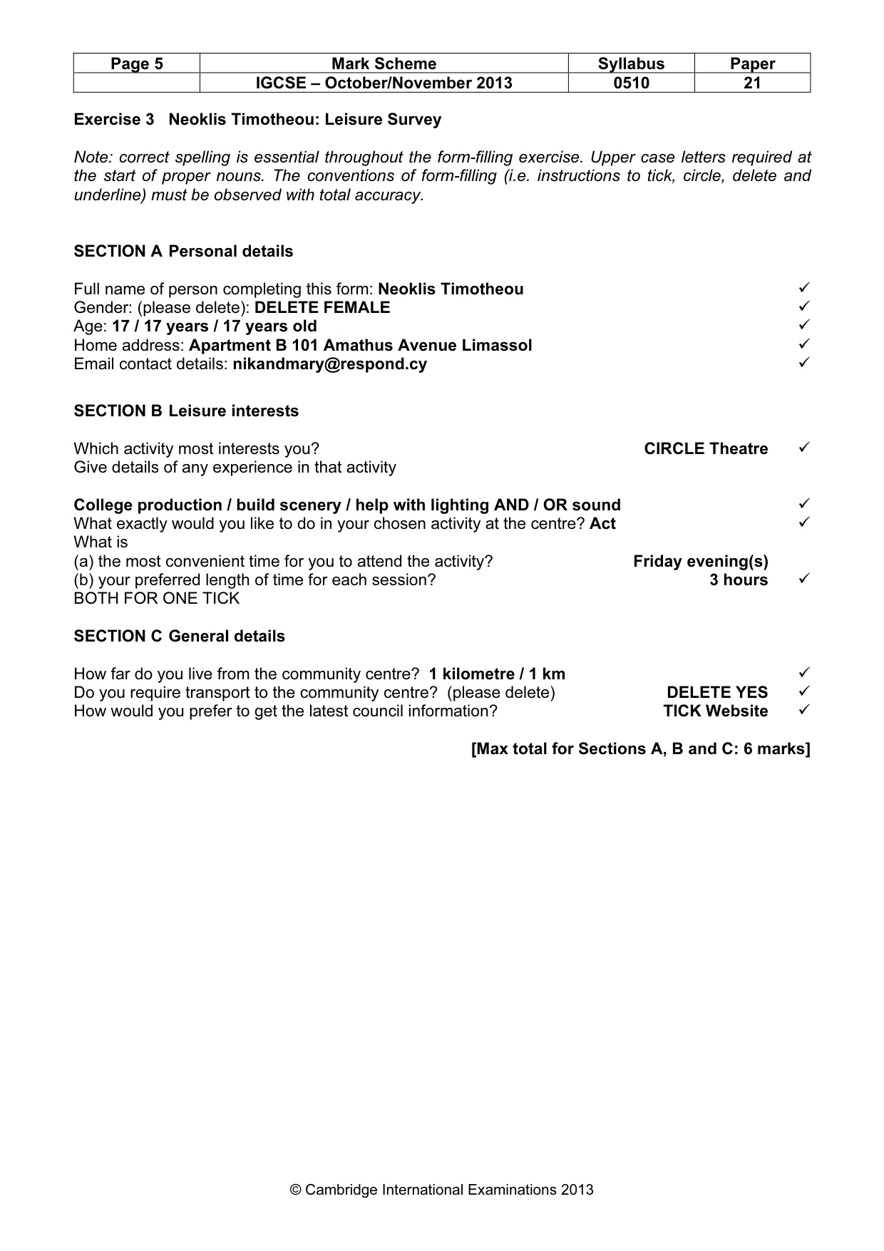 Mark scheme, page 5 of 12