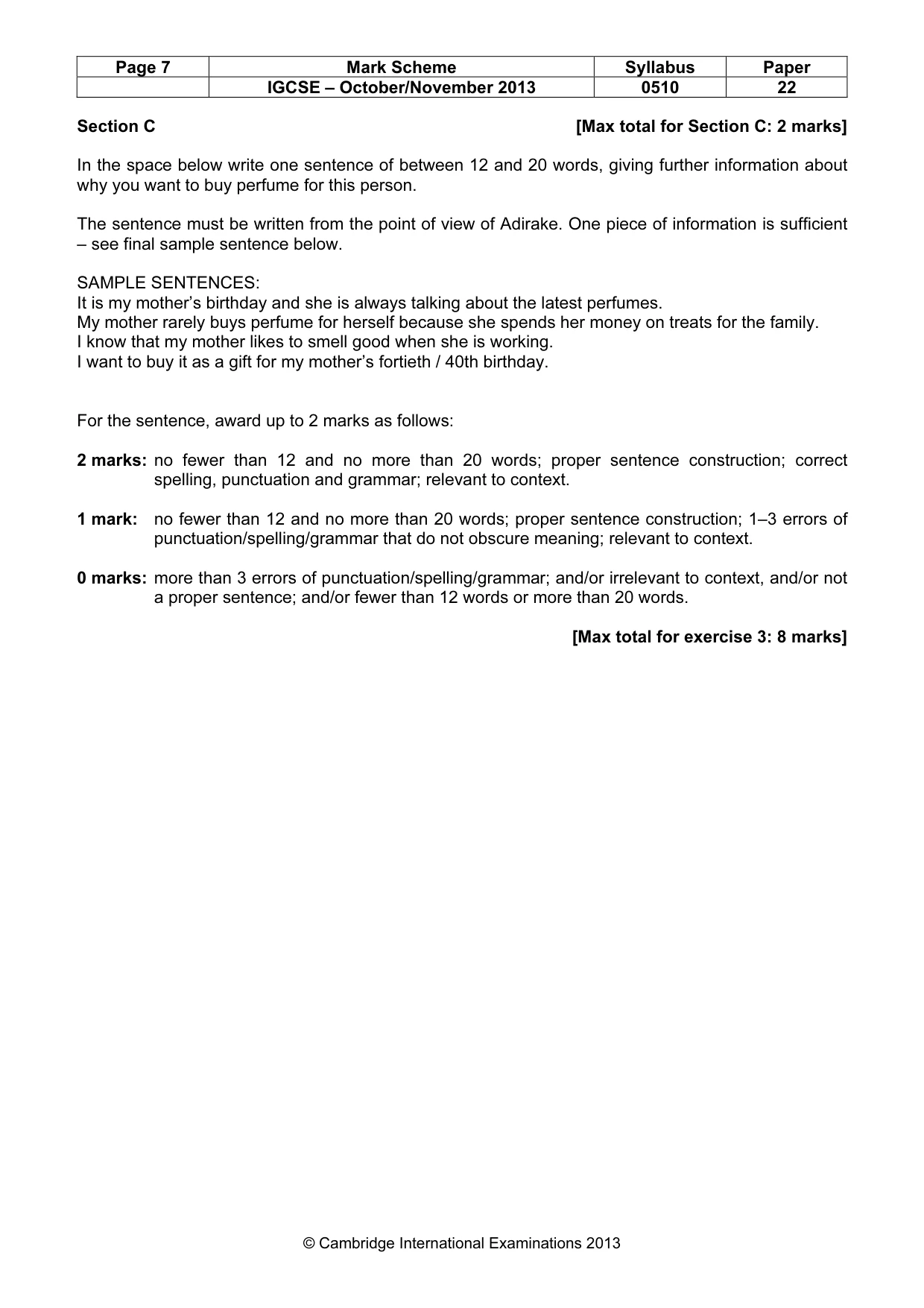 Mark scheme, page 7 of 12
