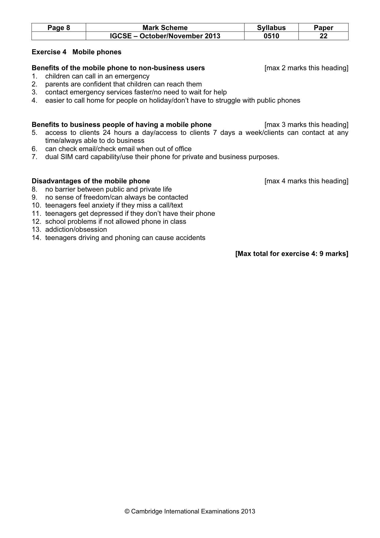 Mark scheme, page 8 of 12