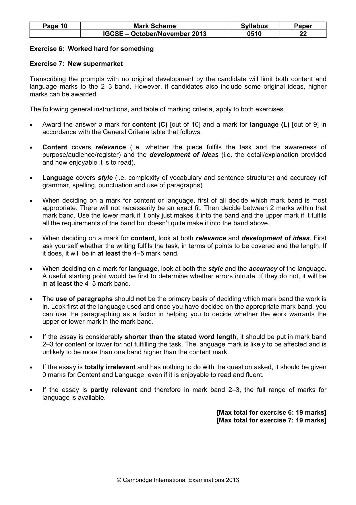 Mark scheme, page 10 of 12