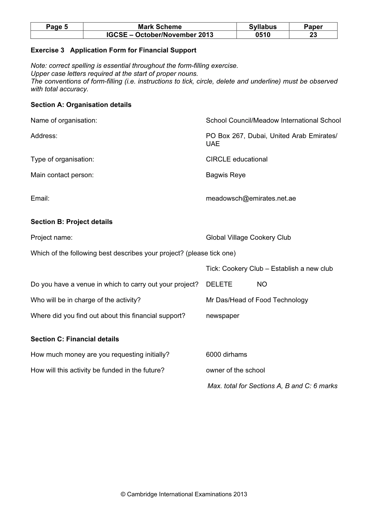 Mark scheme, page 5 of 12