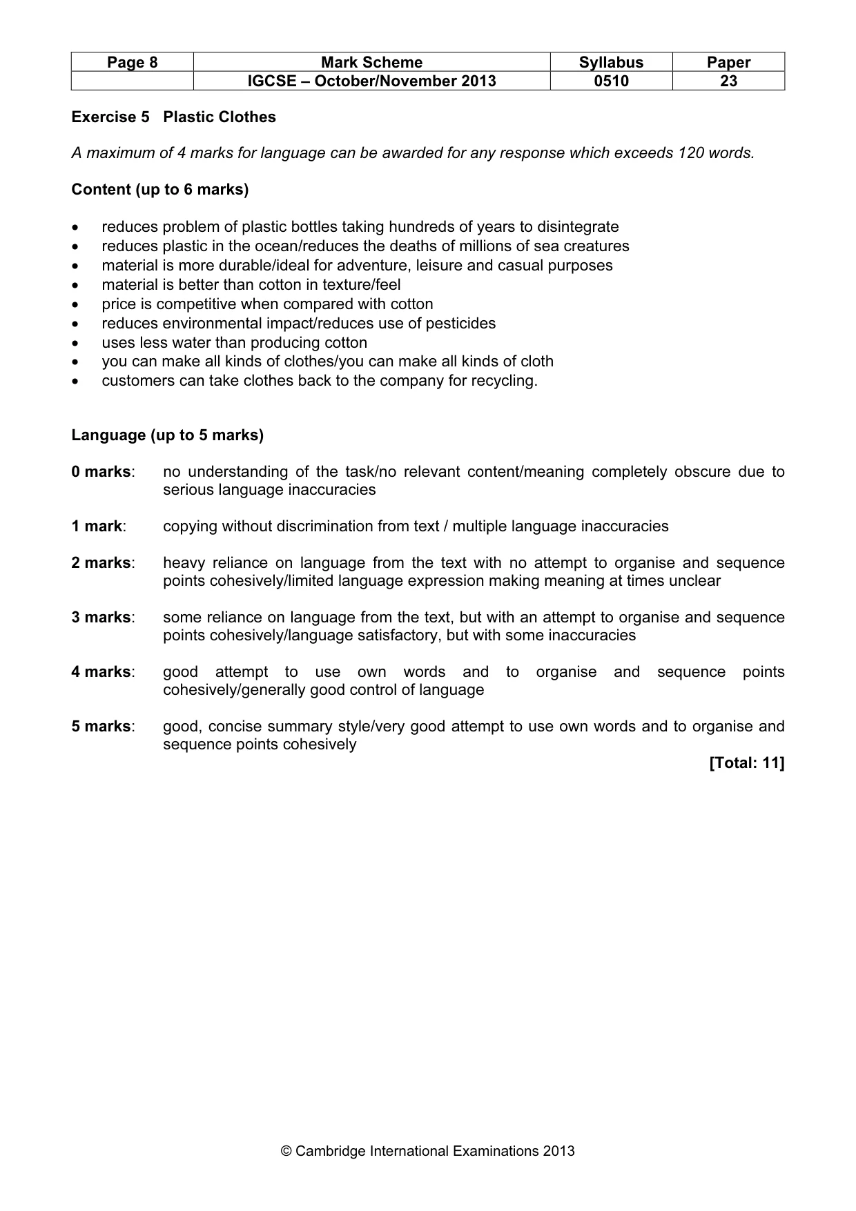 Mark scheme, page 8 of 12