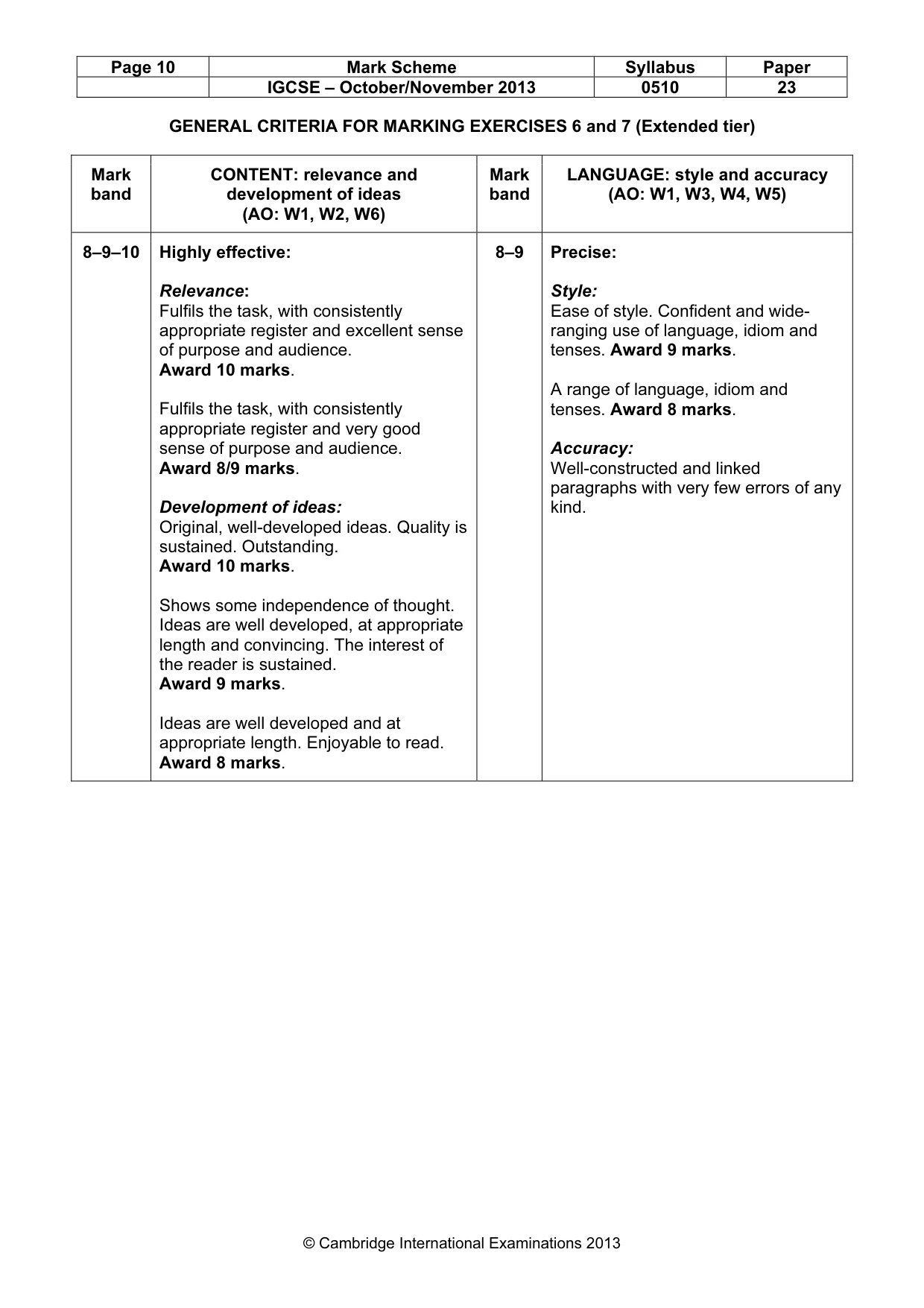 Mark scheme, page 10 of 12