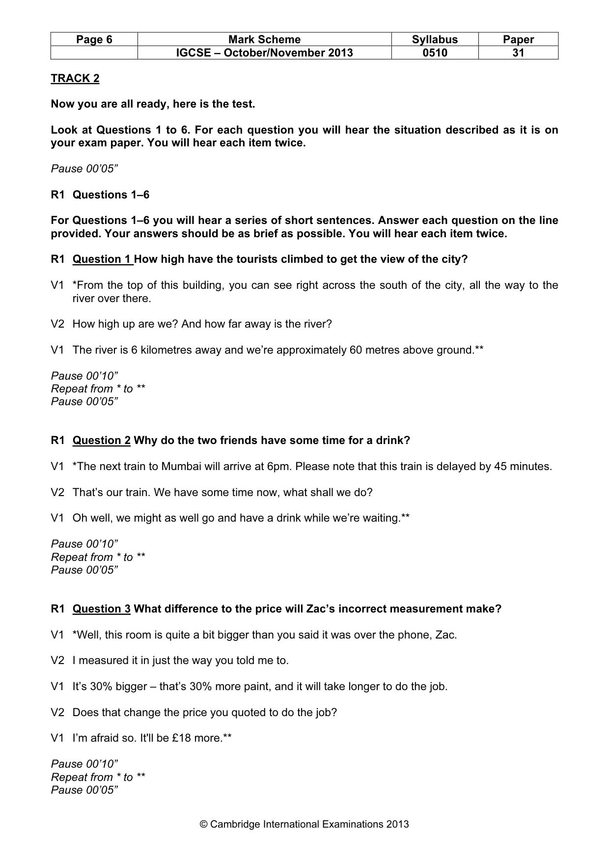 Mark scheme, page 6 of 14