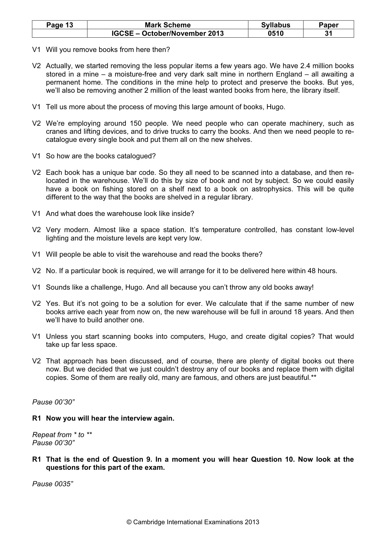 Mark scheme, page 13 of 14