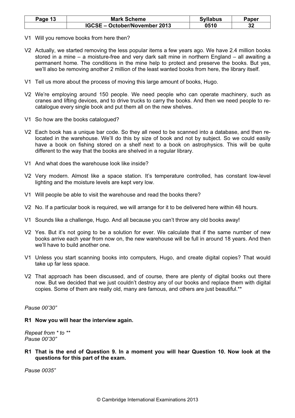 Mark scheme, page 13 of 14
