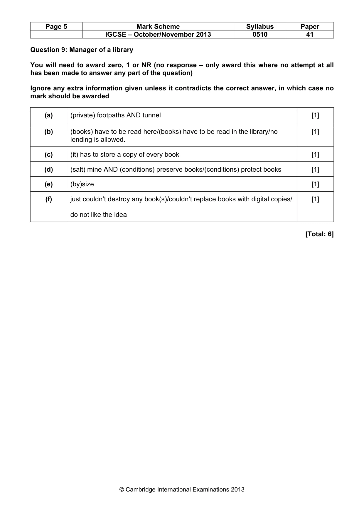 Mark scheme, page 5 of 16