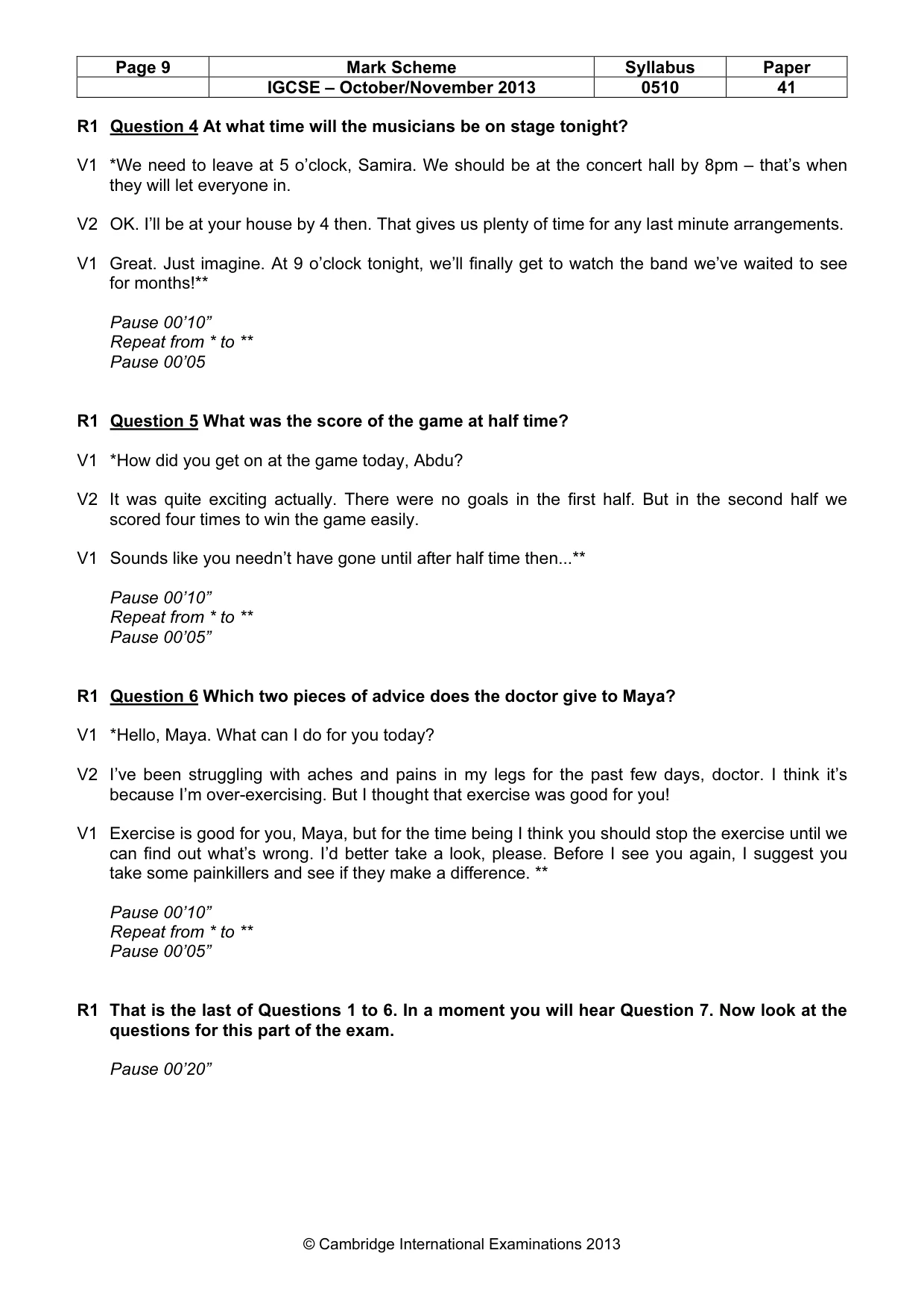 Mark scheme, page 9 of 16