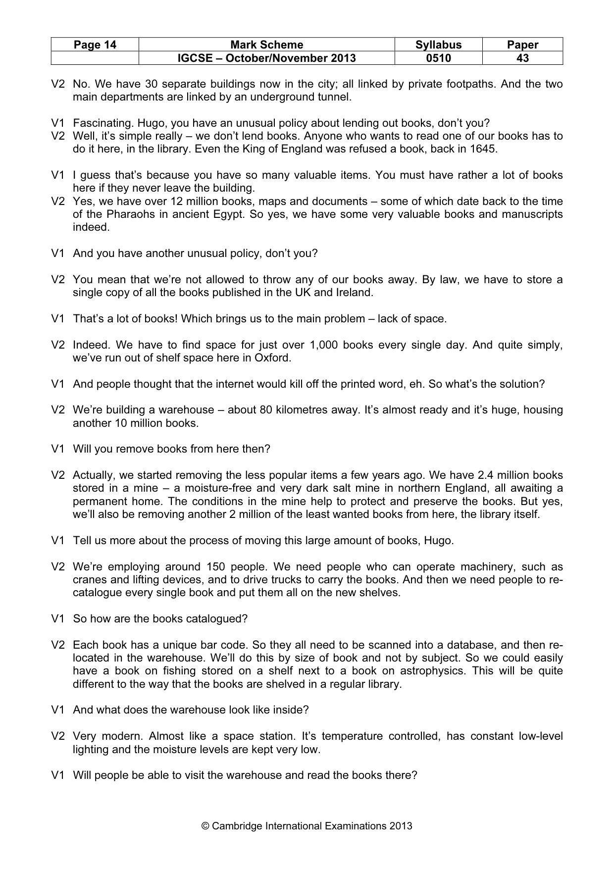 Mark scheme, page 14 of 16