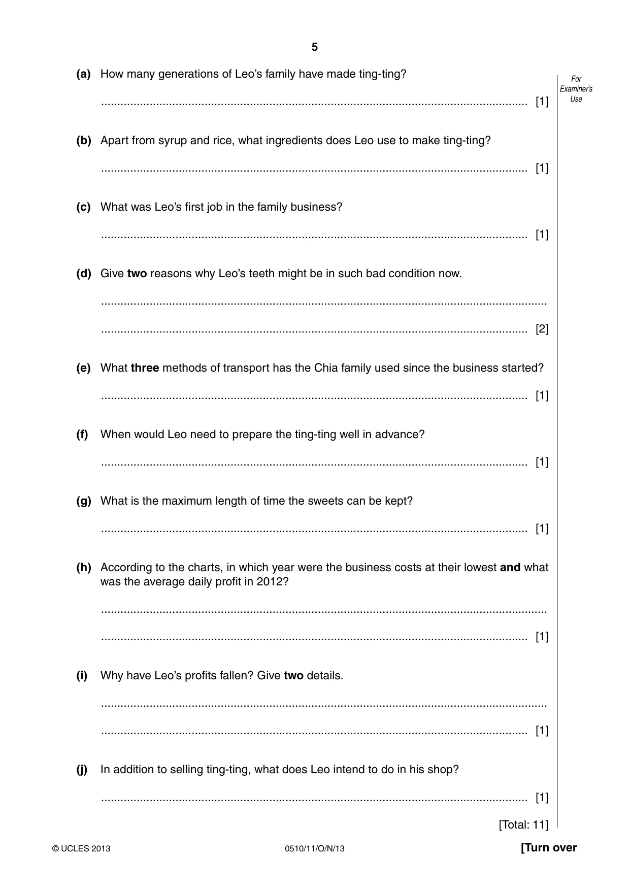 Cambridge IGCSE English - Second Language (oral endorsement) 0510 2013 Oct/Nov Paper 1 · Variant 1 question paper, page 5 of 16