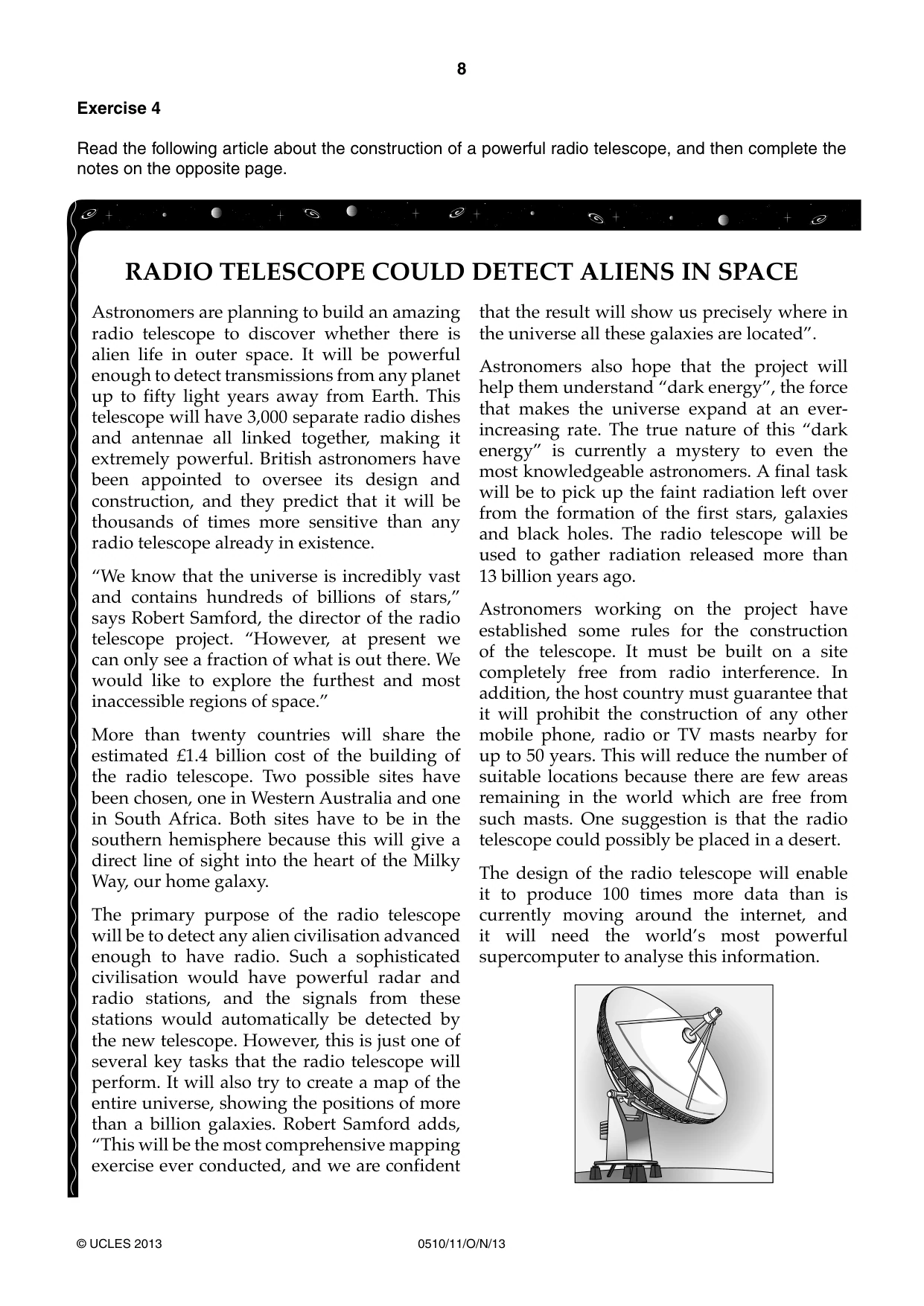 Cambridge IGCSE English - Second Language (oral endorsement) 0510 2013 Oct/Nov Paper 1 · Variant 1 question paper, page 8 of 16