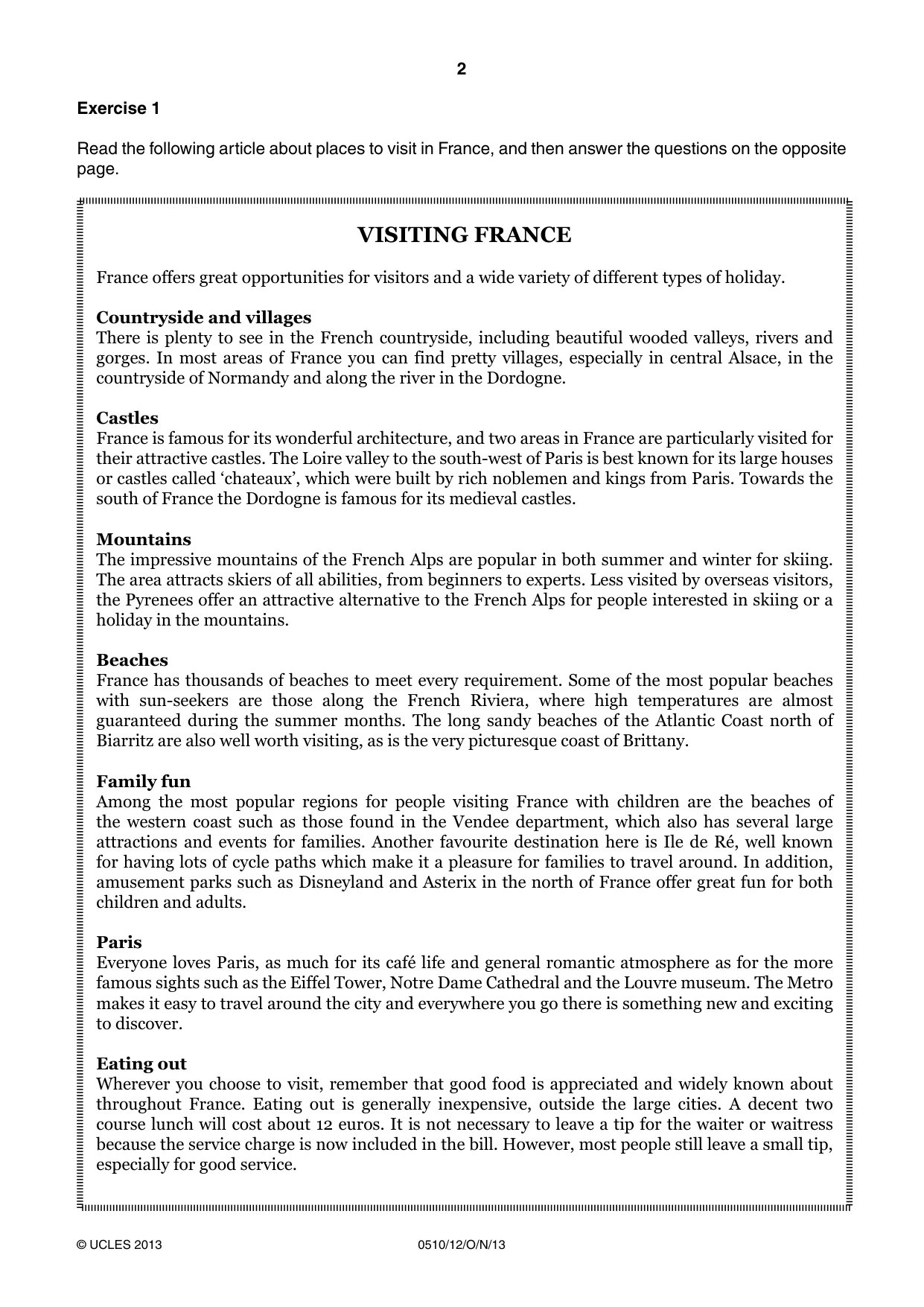 Cambridge IGCSE English - Second Language (oral endorsement) 0510 2013 Oct/Nov Paper 1 · Variant 2 question paper, page 2 of 16