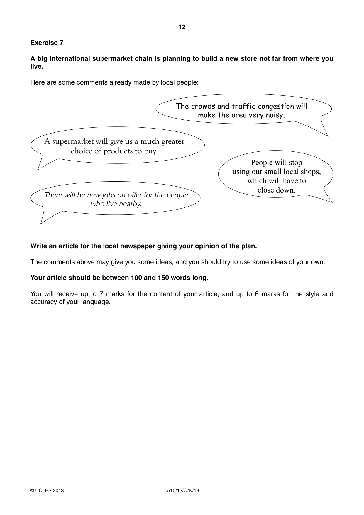 Cambridge IGCSE English - Second Language (oral endorsement) 0510 2013 Oct/Nov Paper 1 · Variant 2 question paper, page 12 of 16