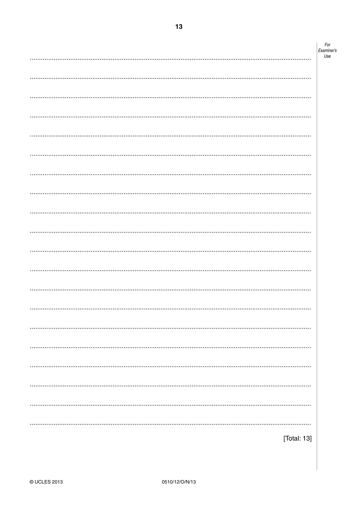Cambridge IGCSE English - Second Language (oral endorsement) 0510 2013 Oct/Nov Paper 1 · Variant 2 question paper, page 13 of 16