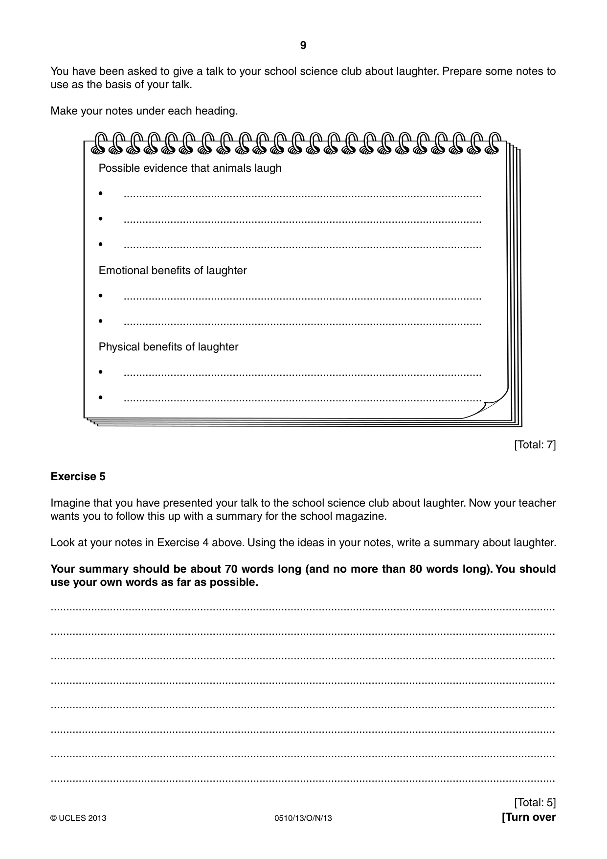 Cambridge IGCSE English - Second Language (oral endorsement) 0510 2013 Oct/Nov Paper 1 · Variant 3 question paper, page 9 of 16