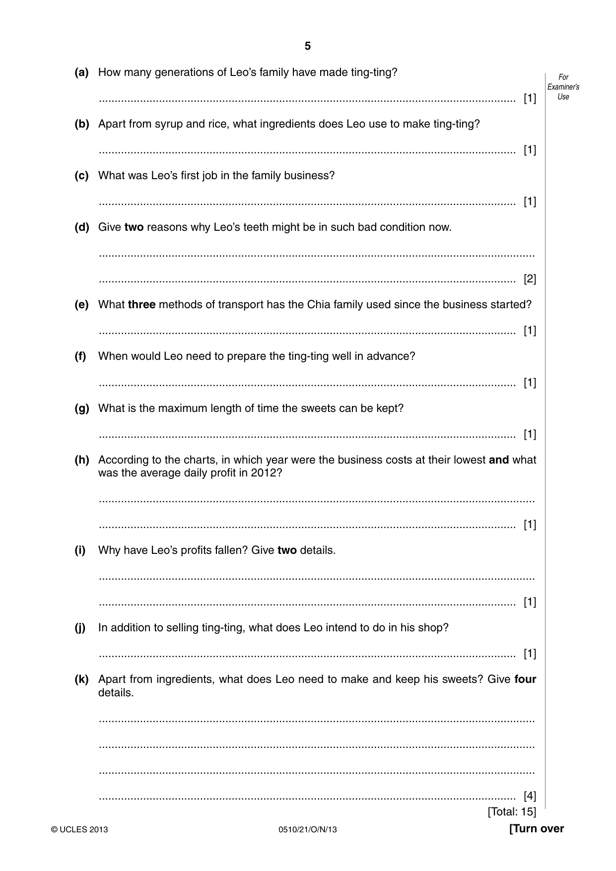 Cambridge IGCSE English - Second Language (oral endorsement) 0510 2013 Oct/Nov Paper 2 · Variant 1 question paper, page 5 of 16