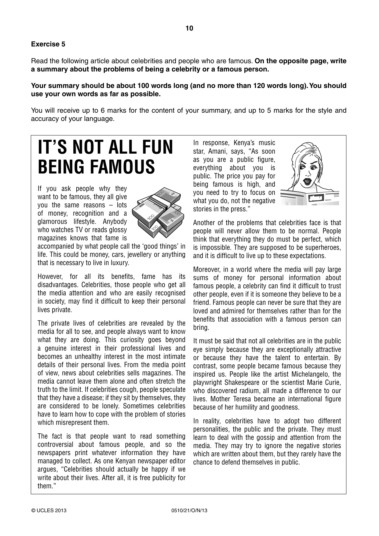 Cambridge IGCSE English - Second Language (oral endorsement) 0510 2013 Oct/Nov Paper 2 · Variant 1 question paper, page 10 of 16