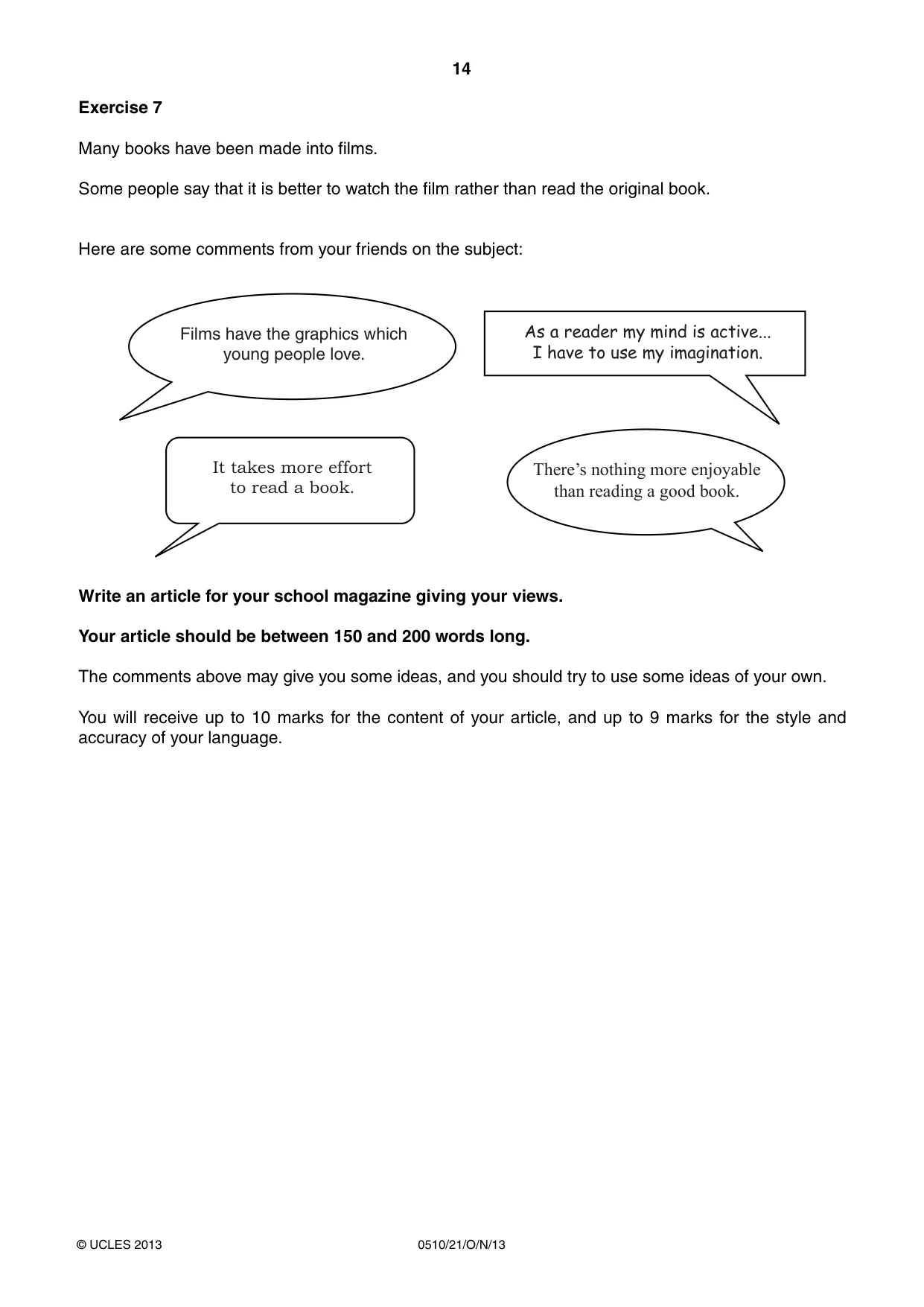 Cambridge IGCSE English - Second Language (oral endorsement) 0510 2013 Oct/Nov Paper 2 · Variant 1 question paper, page 14 of 16