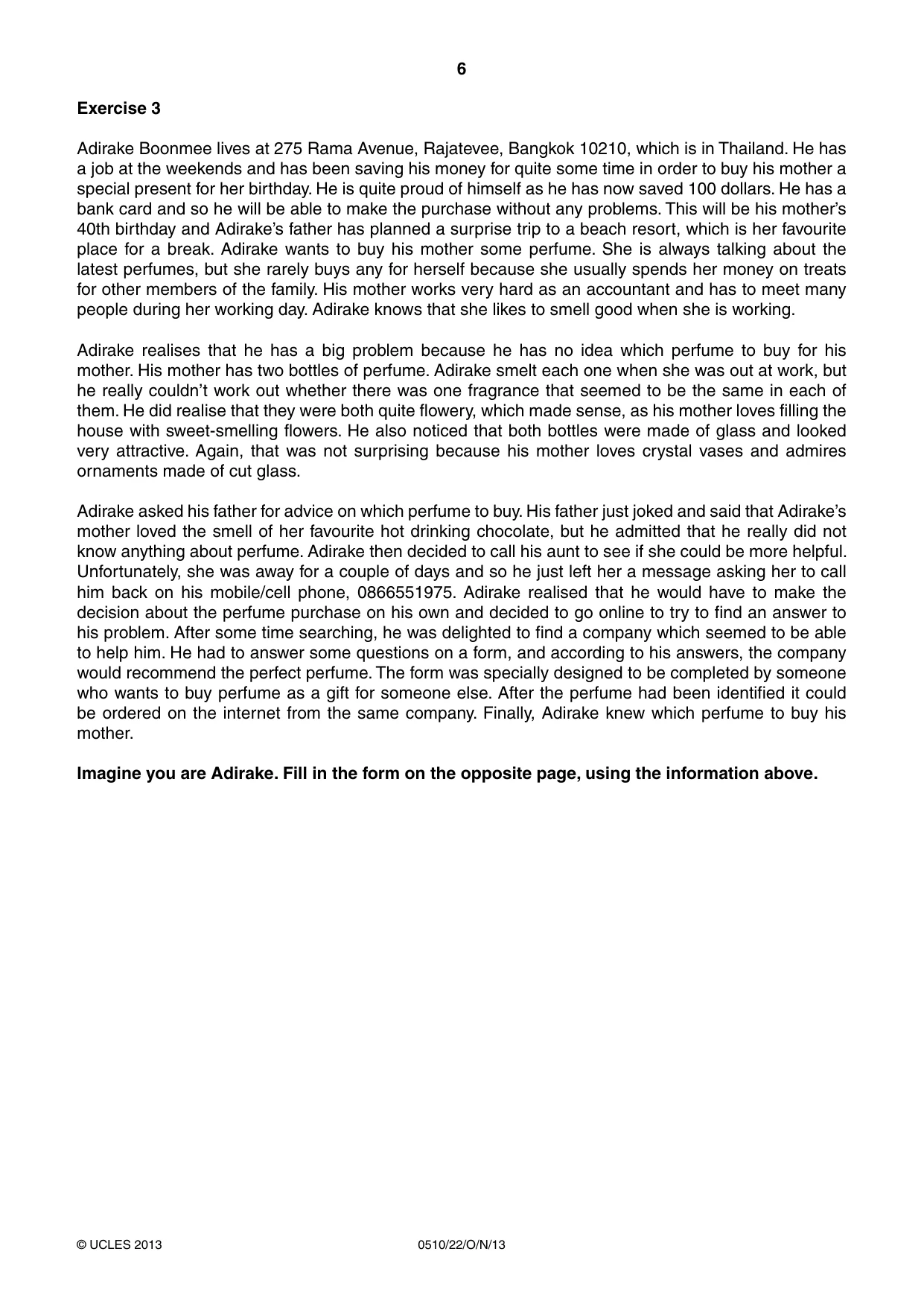 Cambridge IGCSE English - Second Language (oral endorsement) 0510 2013 Oct/Nov Paper 2 · Variant 2 question paper, page 6 of 16