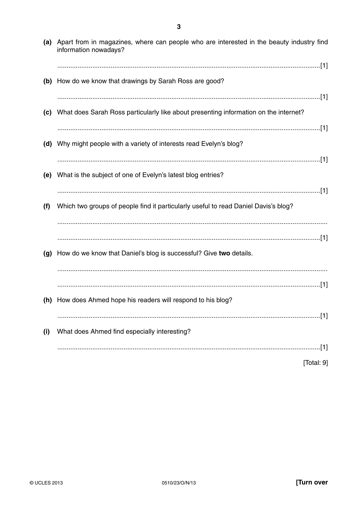 Cambridge IGCSE English - Second Language (oral endorsement) 0510 2013 Oct/Nov Paper 2 · Variant 3 question paper, page 3 of 16
