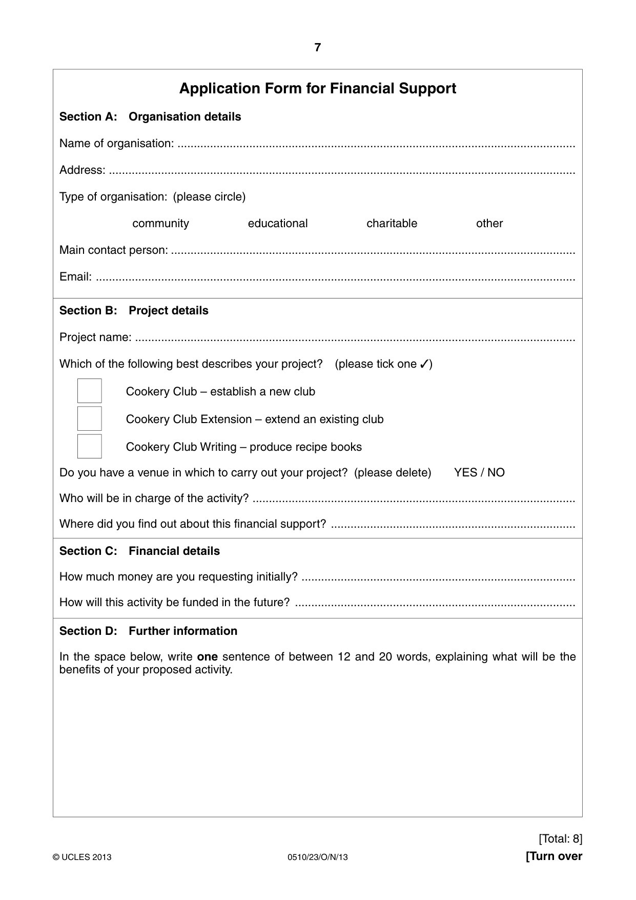 Cambridge IGCSE English - Second Language (oral endorsement) 0510 2013 Oct/Nov Paper 2 · Variant 3 question paper, page 7 of 16