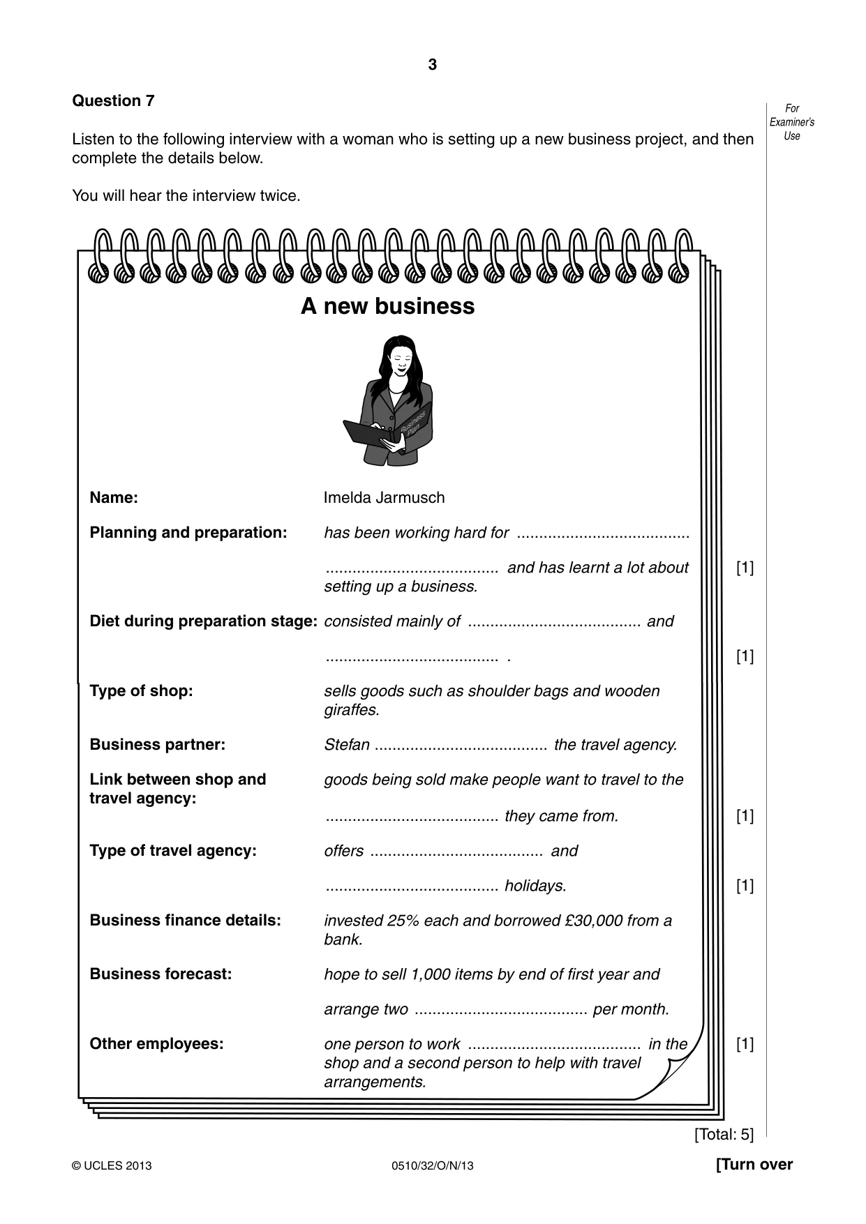 Cambridge IGCSE English - Second Language (oral endorsement) 0510 2013 Oct/Nov Paper 3 · Variant 2 question paper, page 3 of 8