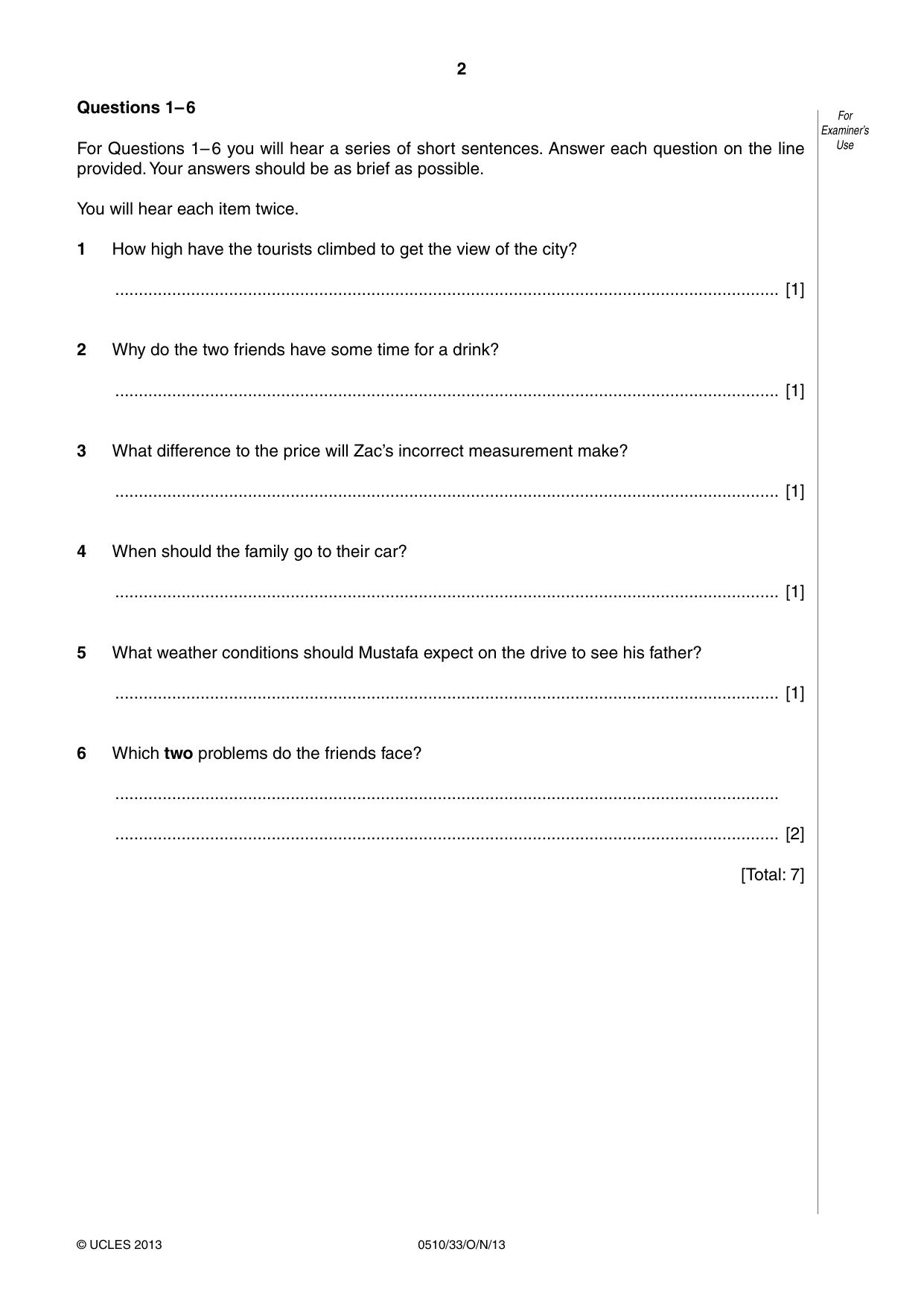 Cambridge IGCSE English - Second Language (oral endorsement) 0510 2013 Oct/Nov Paper 3 · Variant 3 question paper, page 2 of 8