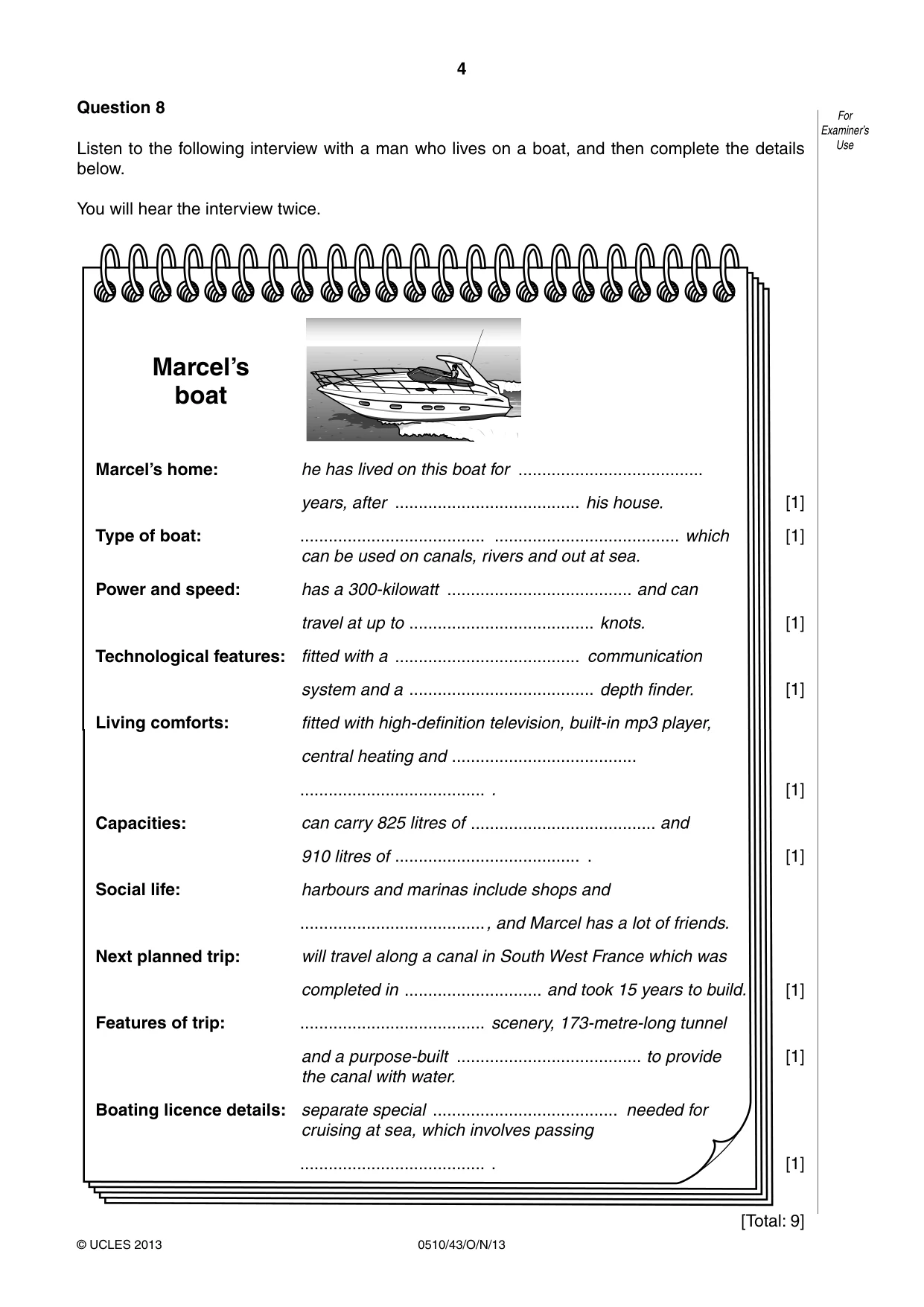Cambridge IGCSE English - Second Language (oral endorsement) 0510 2013 Oct/Nov Paper 4 · Variant 3 question paper, page 4 of 8