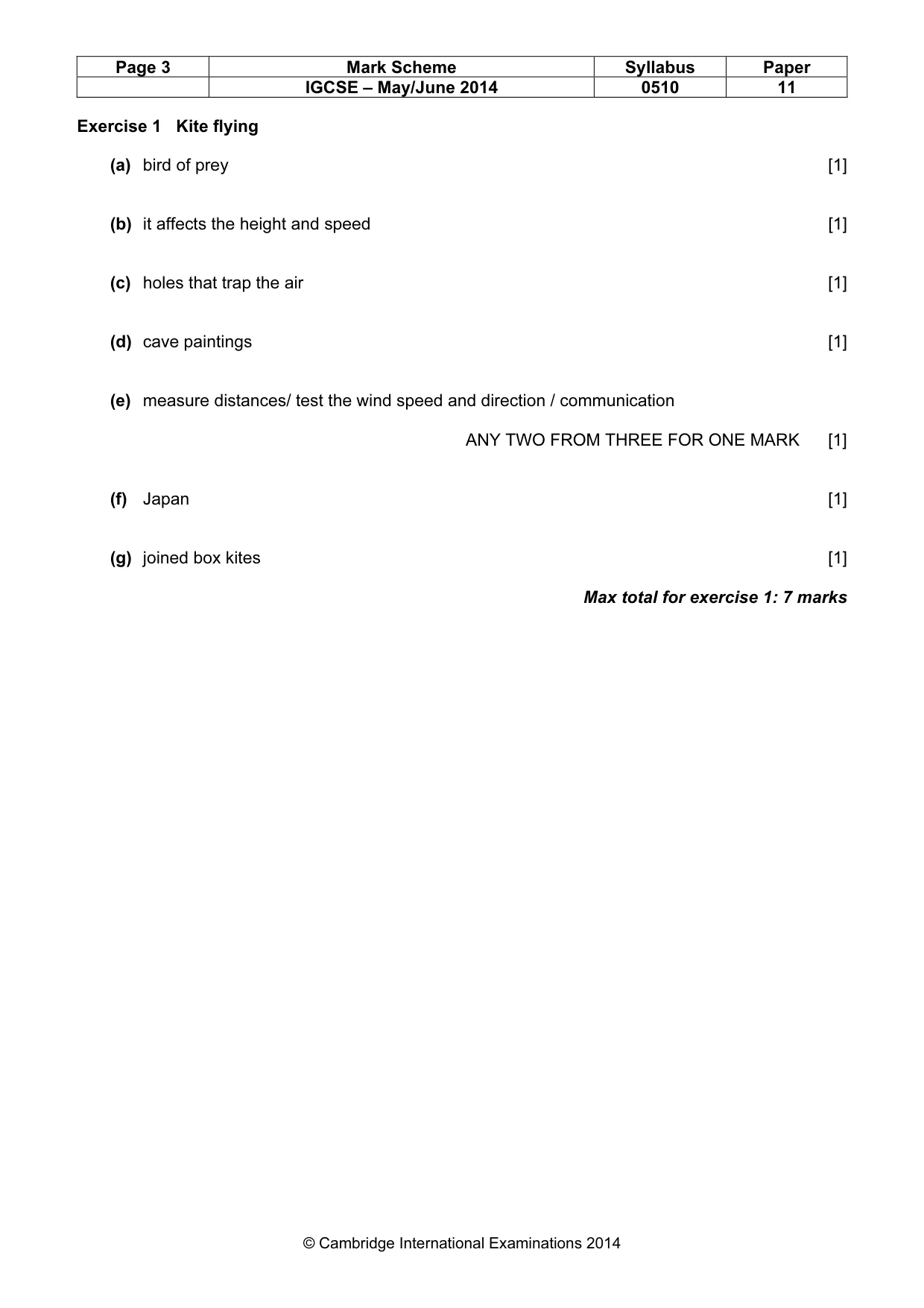 Mark scheme, page 3 of 11