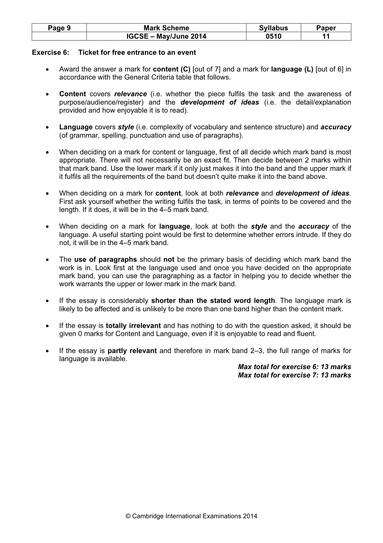 Mark scheme, page 9 of 11
