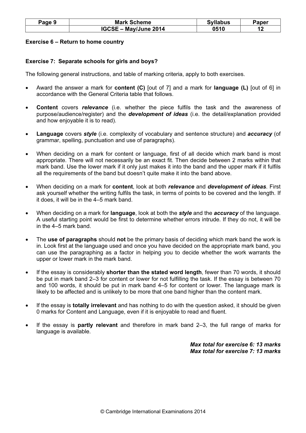 Mark scheme, page 9 of 11