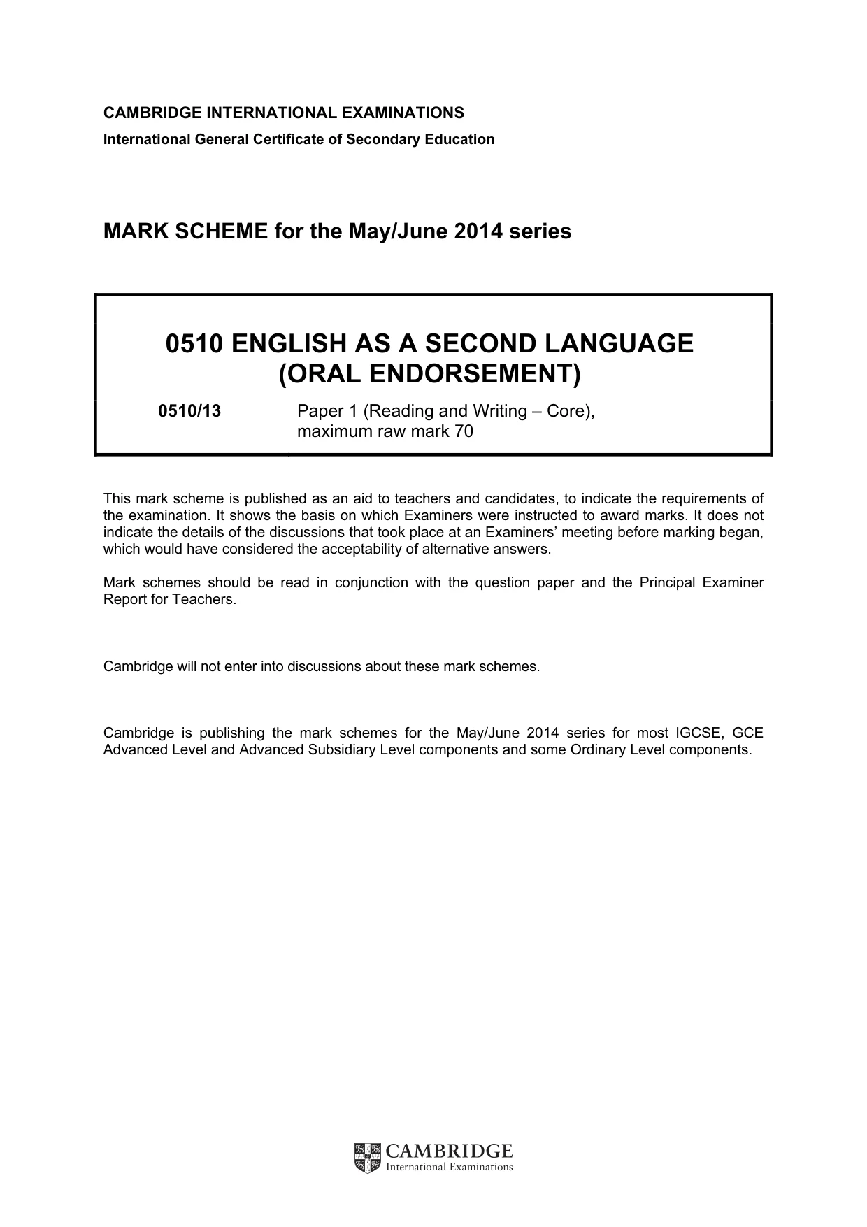 Mark scheme, page 1 of 9