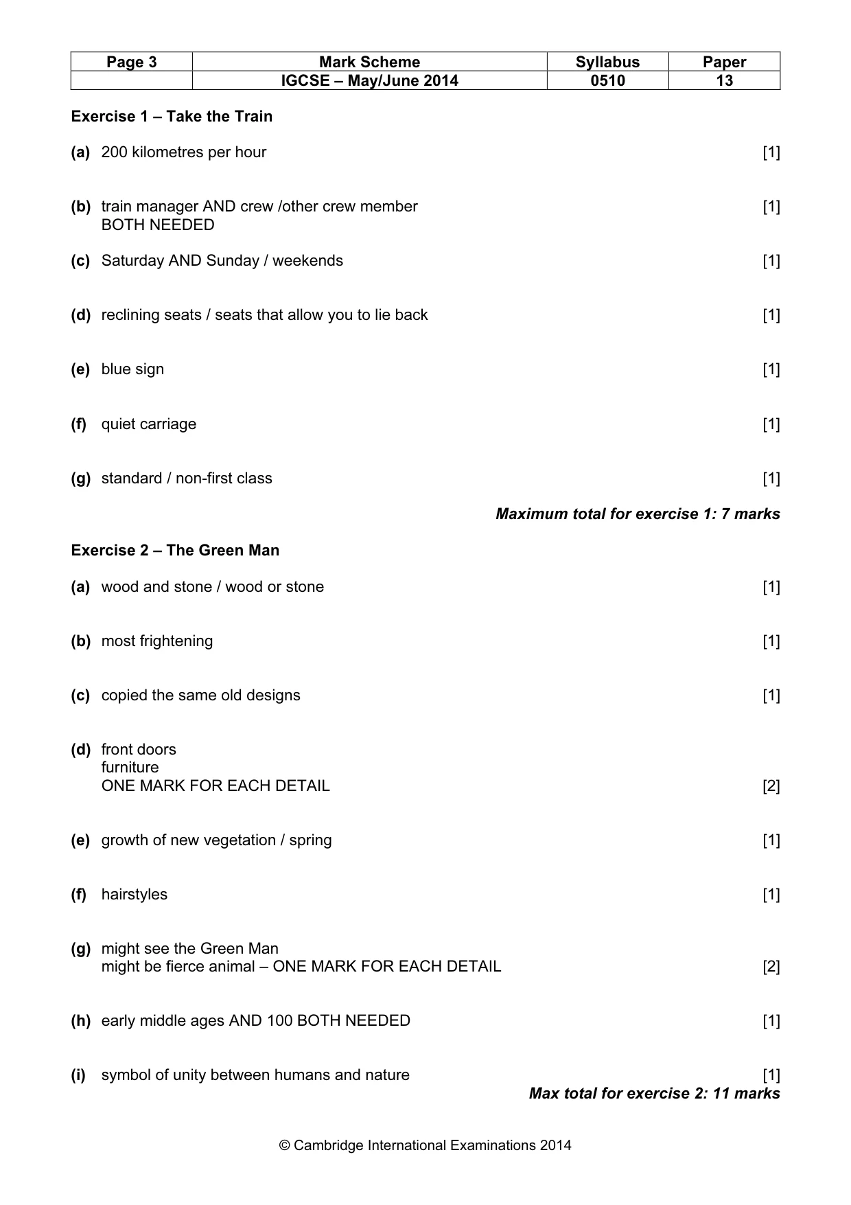 Mark scheme, page 3 of 9