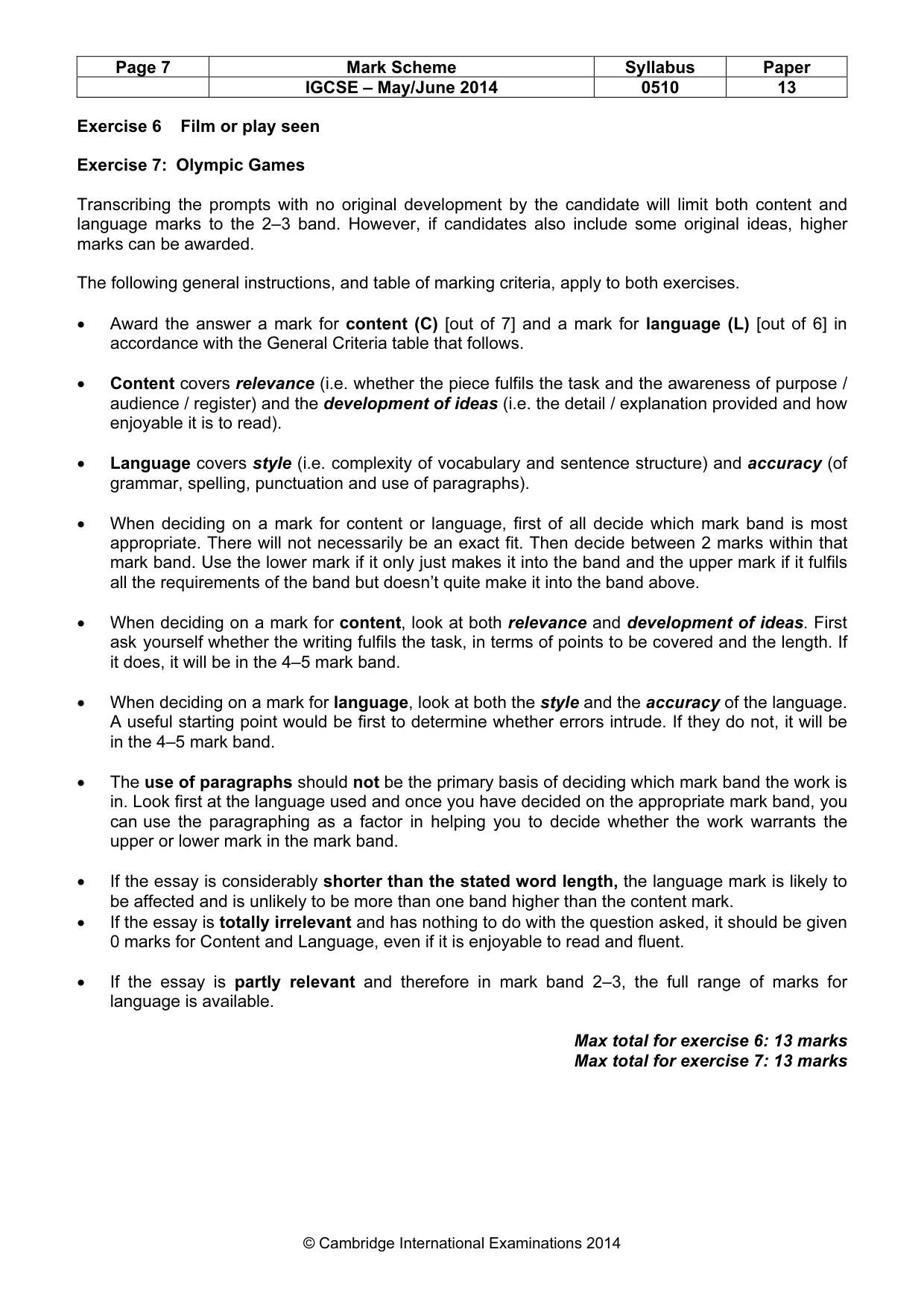 Mark scheme, page 7 of 9